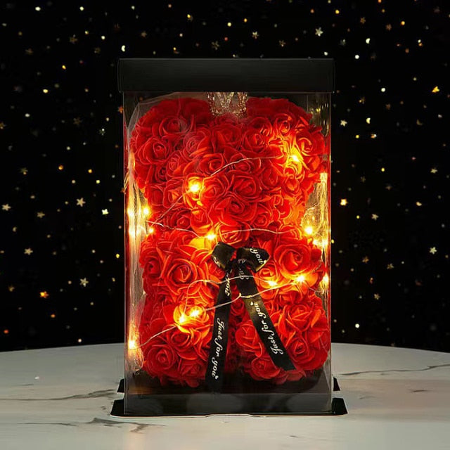 Valentines Day Wedding Decoration Red Rose Bear lights