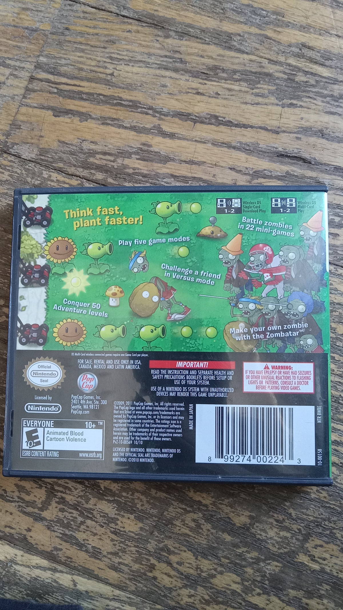 Plants vs. Zombies (Nintendo DS)  USED