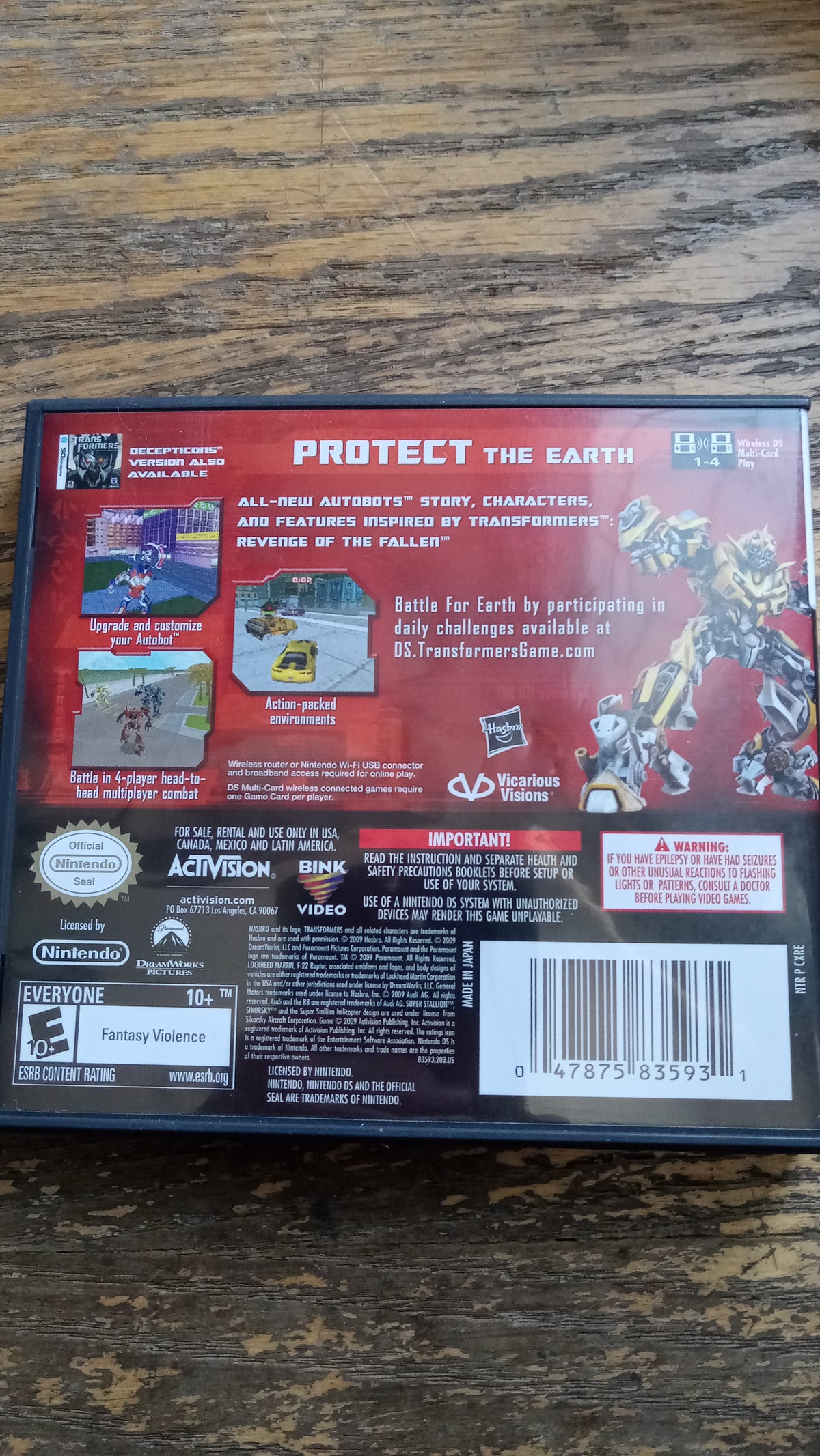 Transformers: Revenge of the Fallen - Autobots Version (Nintendo DS) USED