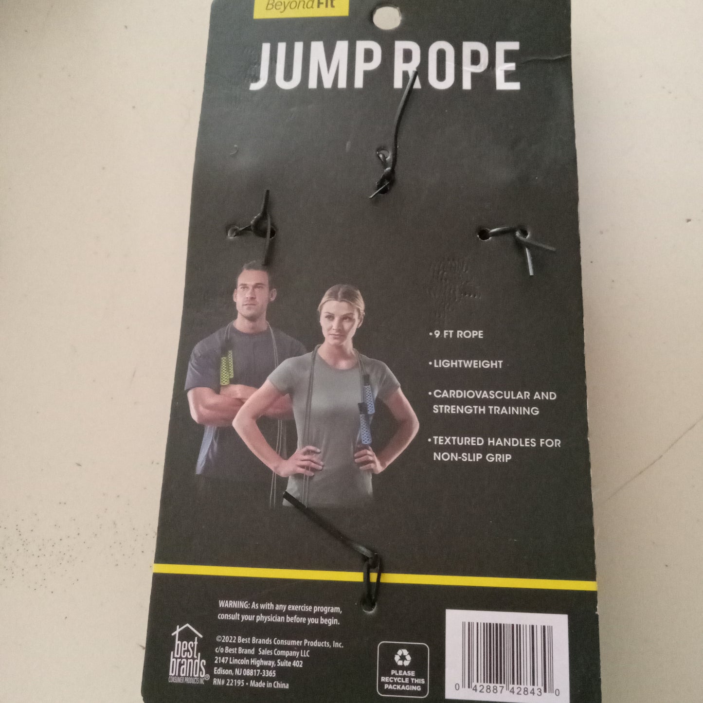 Jump Rope, Beyond Fit, 9FT Rope, Lightweight, Cardio Workouts, Black/Blue, NEW
