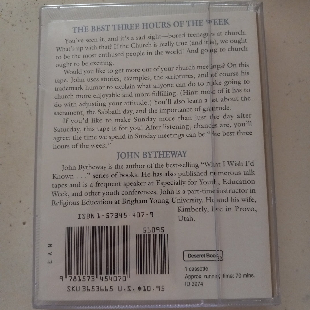 The Best Three Hours Of The Week, John Bytheway Cassette Tape, RARE USED