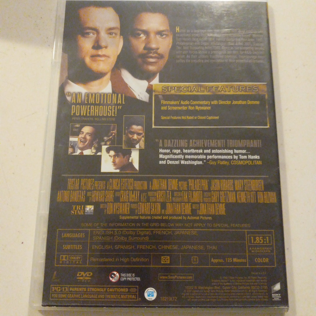 Philadelphia, DVD Movie, Widescreen, Rated PG-13, USED