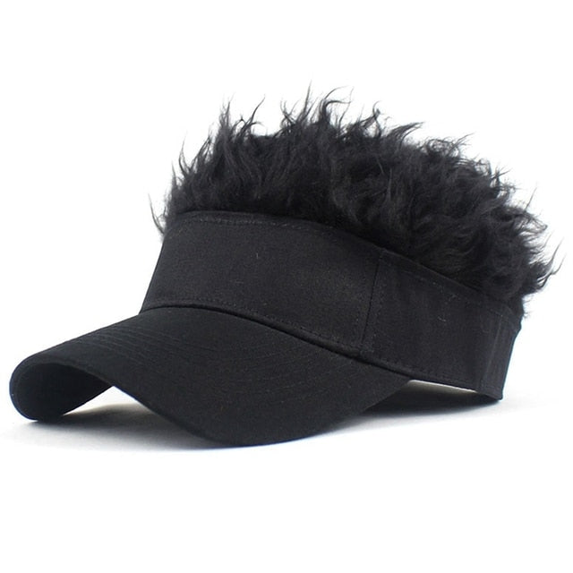 Novelty Baseball Cap Fake Hair Visor Hat Costume Accessory Cosplay NEW