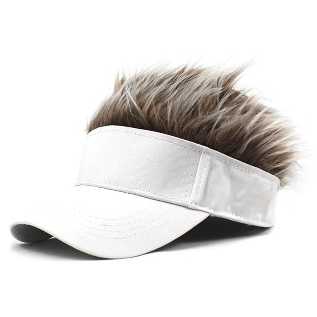 Novelty Baseball Cap Fake Hair Visor Hat Costume Accessory Cosplay NEW