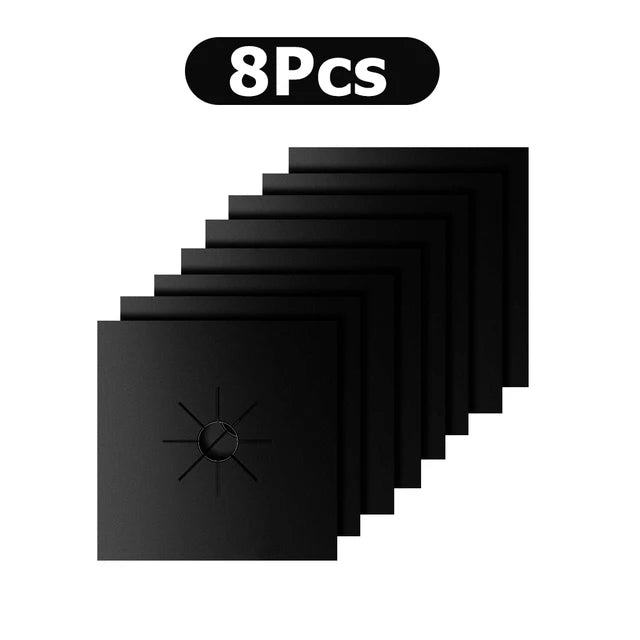 Reusable Gas Burner Stove Protector Cover Black Silver AMB