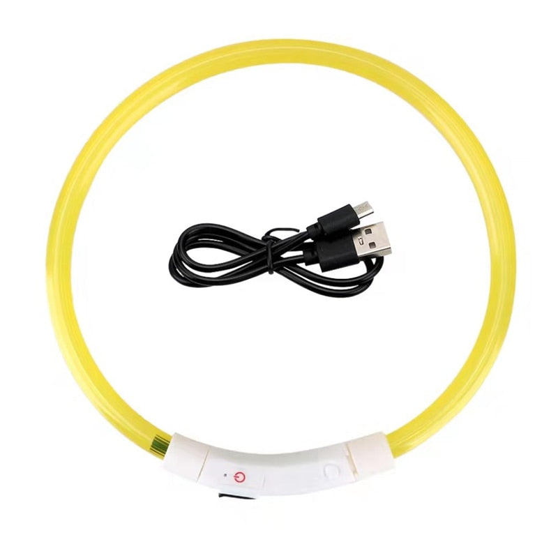 LED Glowing Waterproof Dog Collars, Street Safety from Autos, Outdoors Never Lost NEW