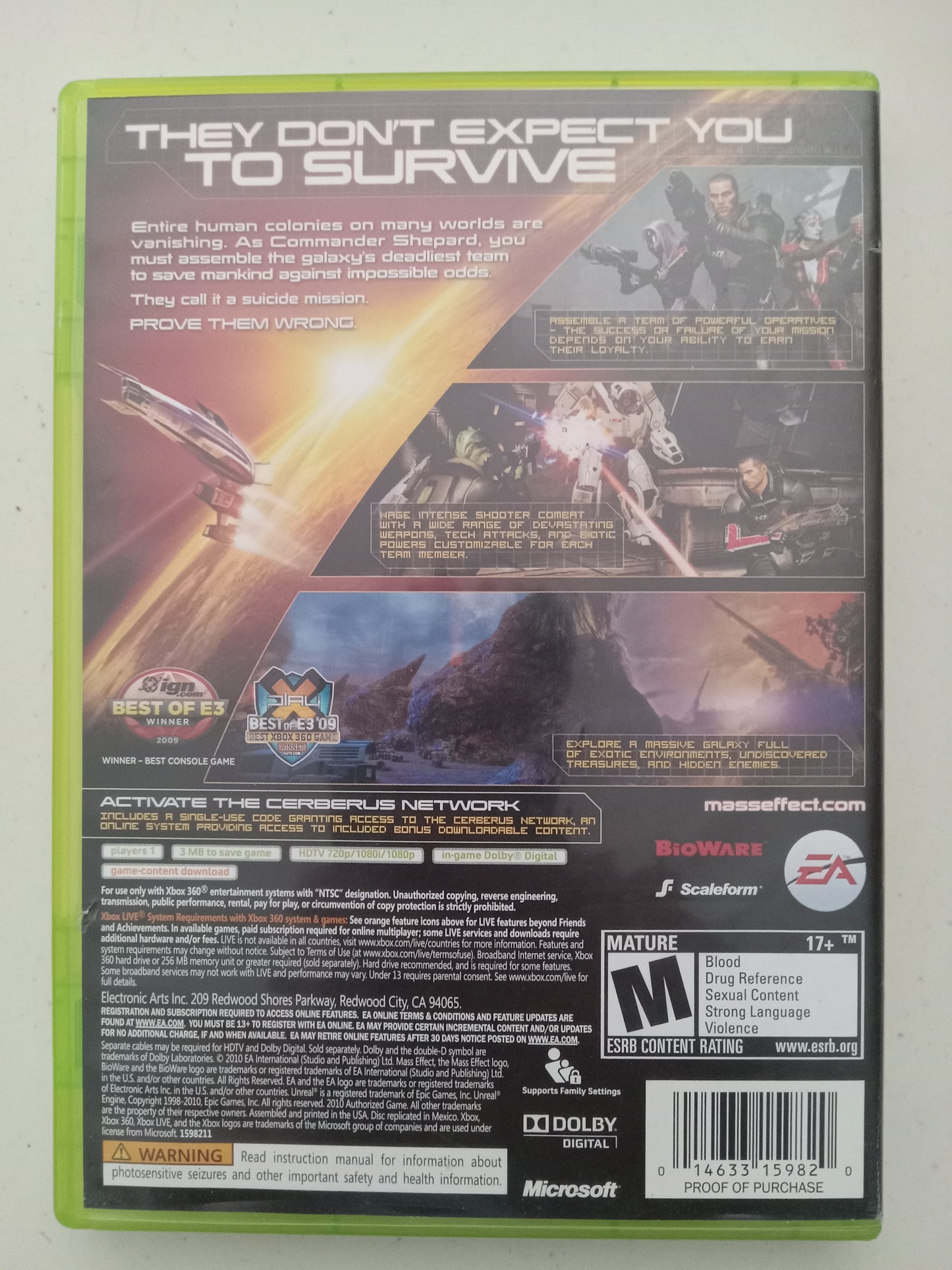 Mass Effect 2 Xbox 360 Video Game, 2 Discs, Rated M, USED