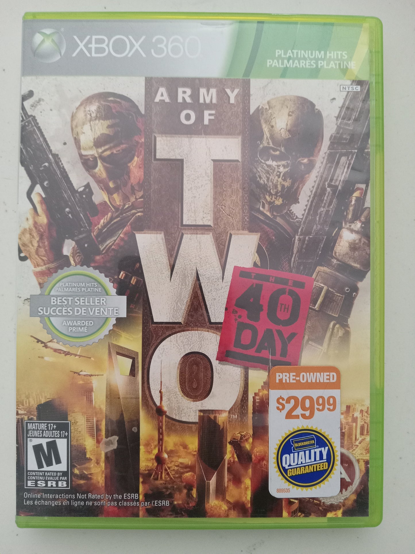 Army of Two 40th Day Xbox 360 Video Game, Rated M, USED
