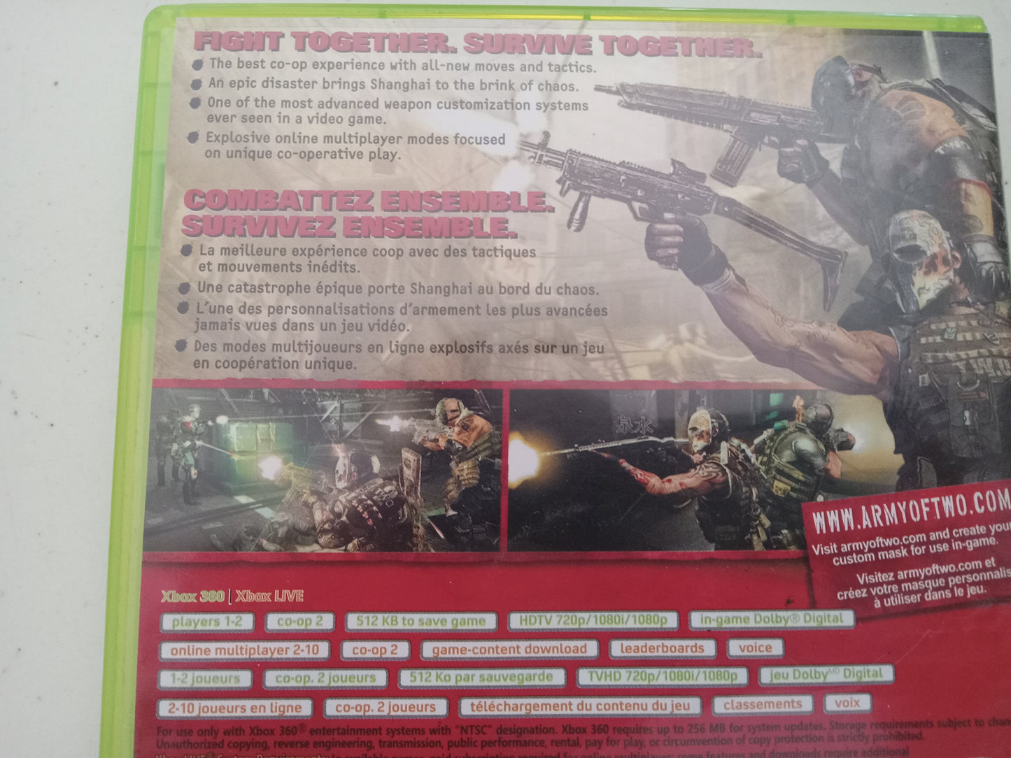 Army of Two 40th Day Xbox 360 Video Game, Rated M, USED