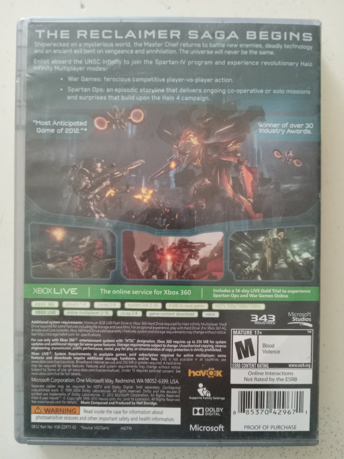 Halo 4 Xbox 360 Video Game, Disc 2 ONLY, (Disc 1 Missing) Rated M, USED