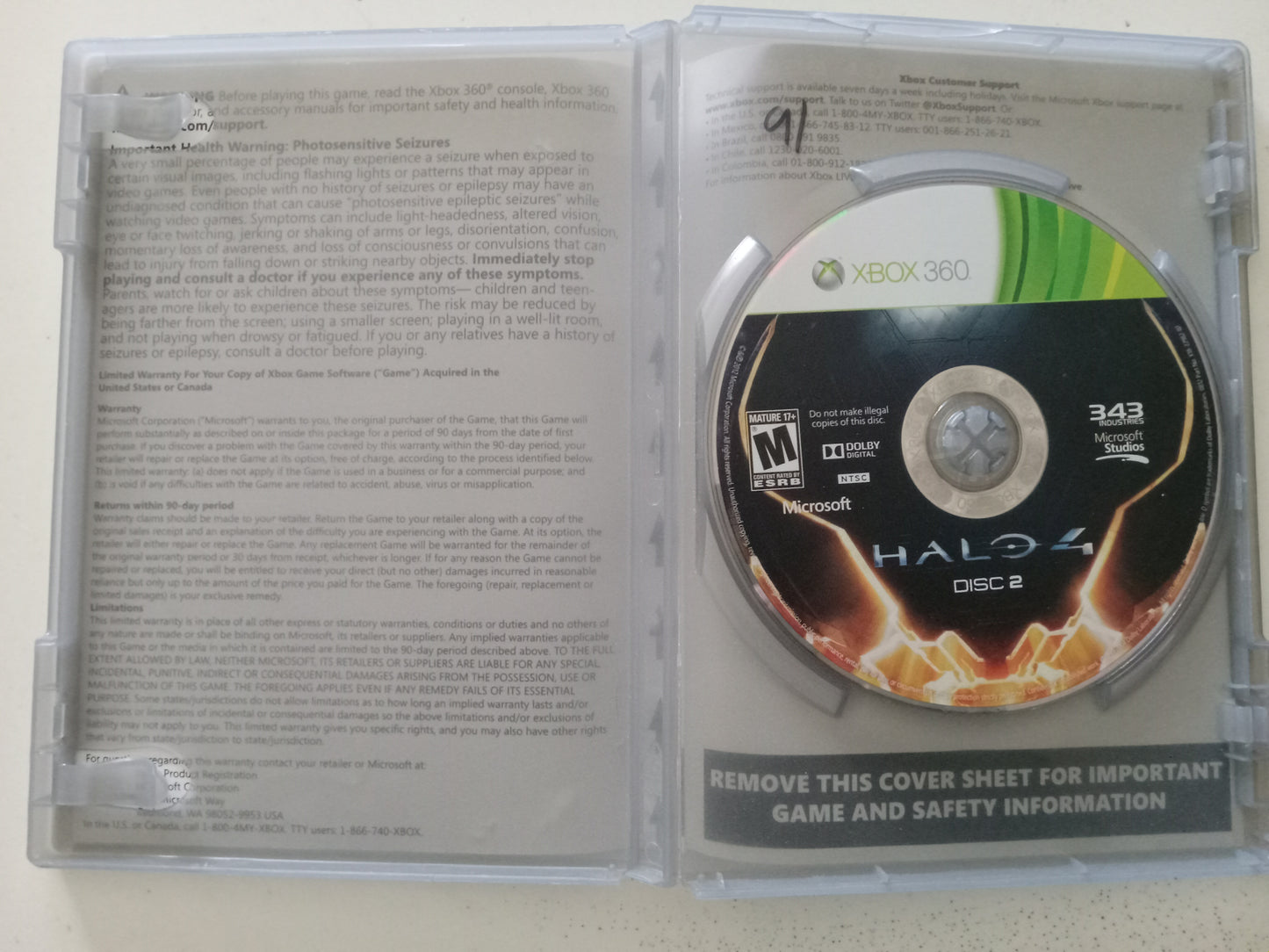 Halo 4 Xbox 360 Video Game, Disc 2 ONLY, (Disc 1 Missing) Rated M, USED