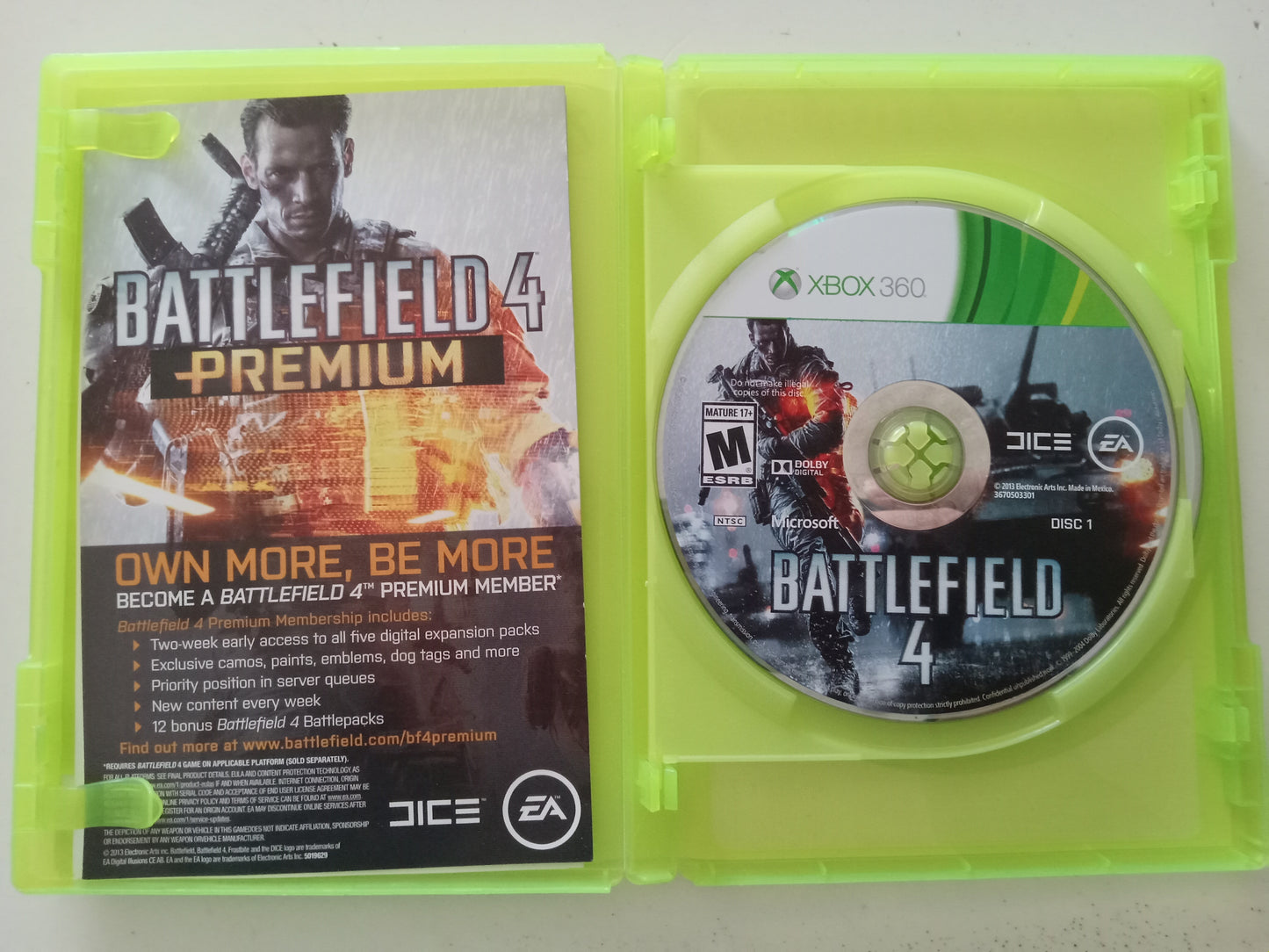 Battlefield 4 Xbox 360 Video Game, 2 Discs, Rated M, USED