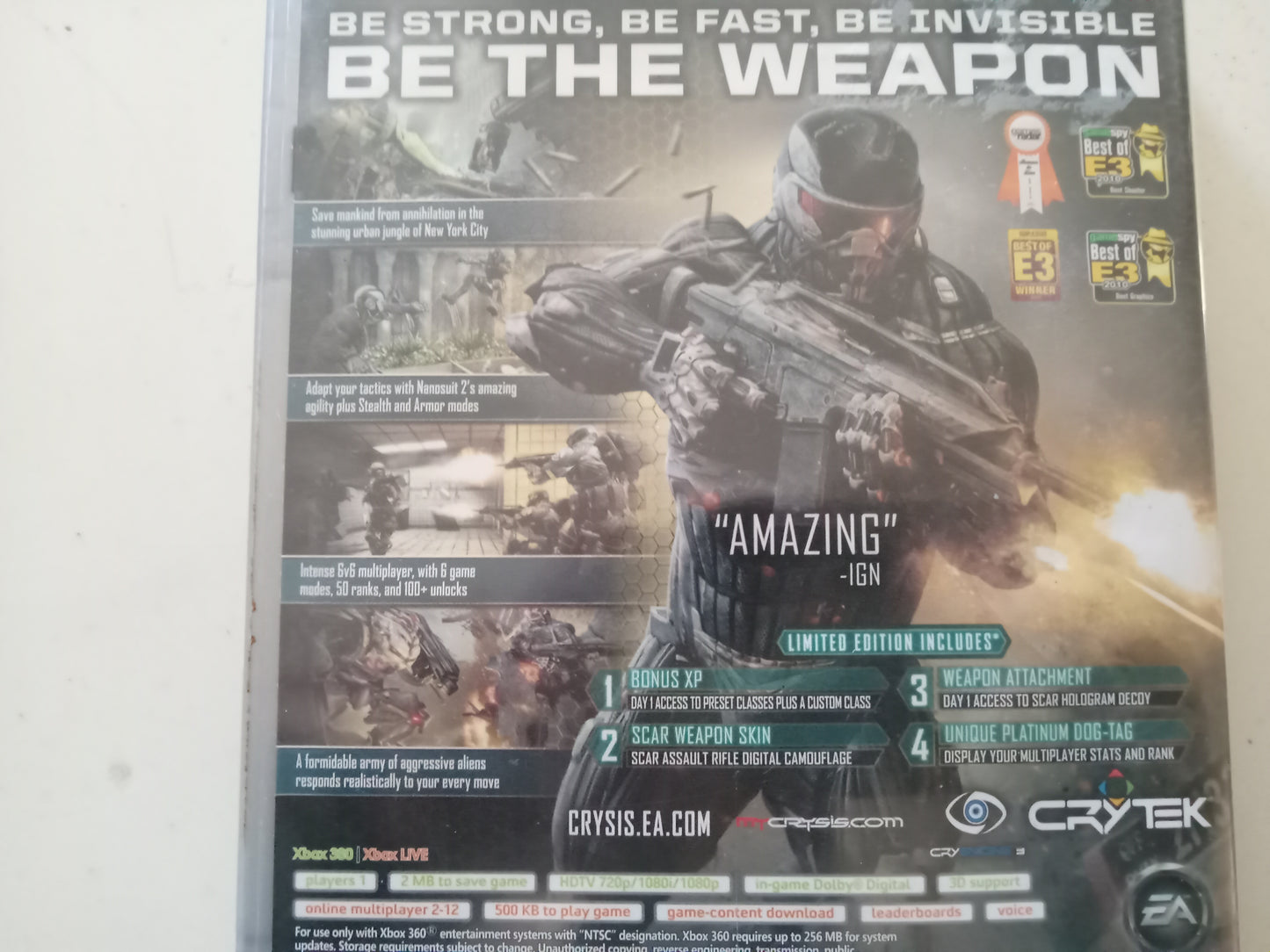 Crysis 2 Limited Edition Xbox 360 Video Game, Rated M, USED