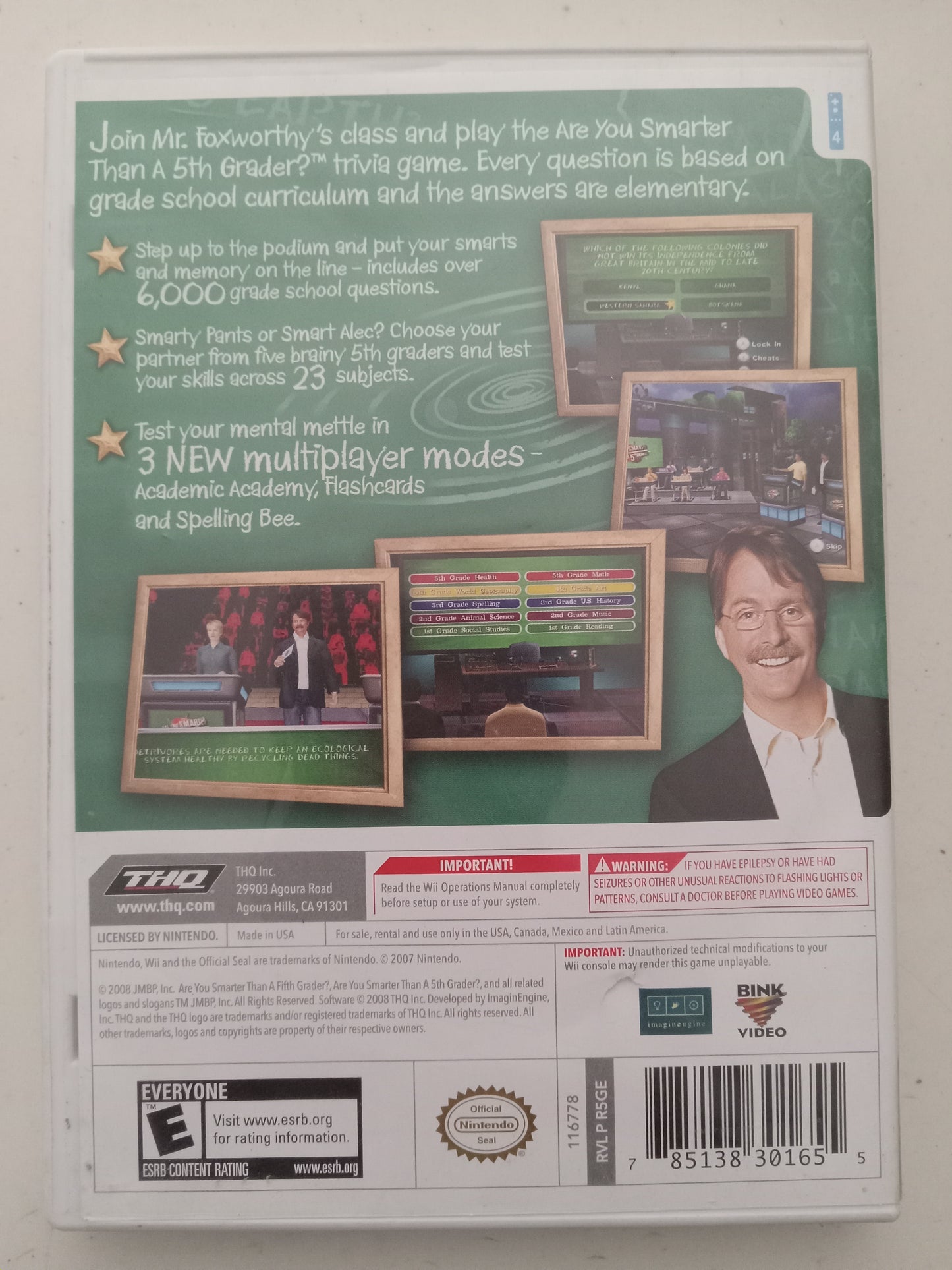 Are You Smarter Than a 5th Grader? Make the Grade, Wii Video Game, Rated E, USED