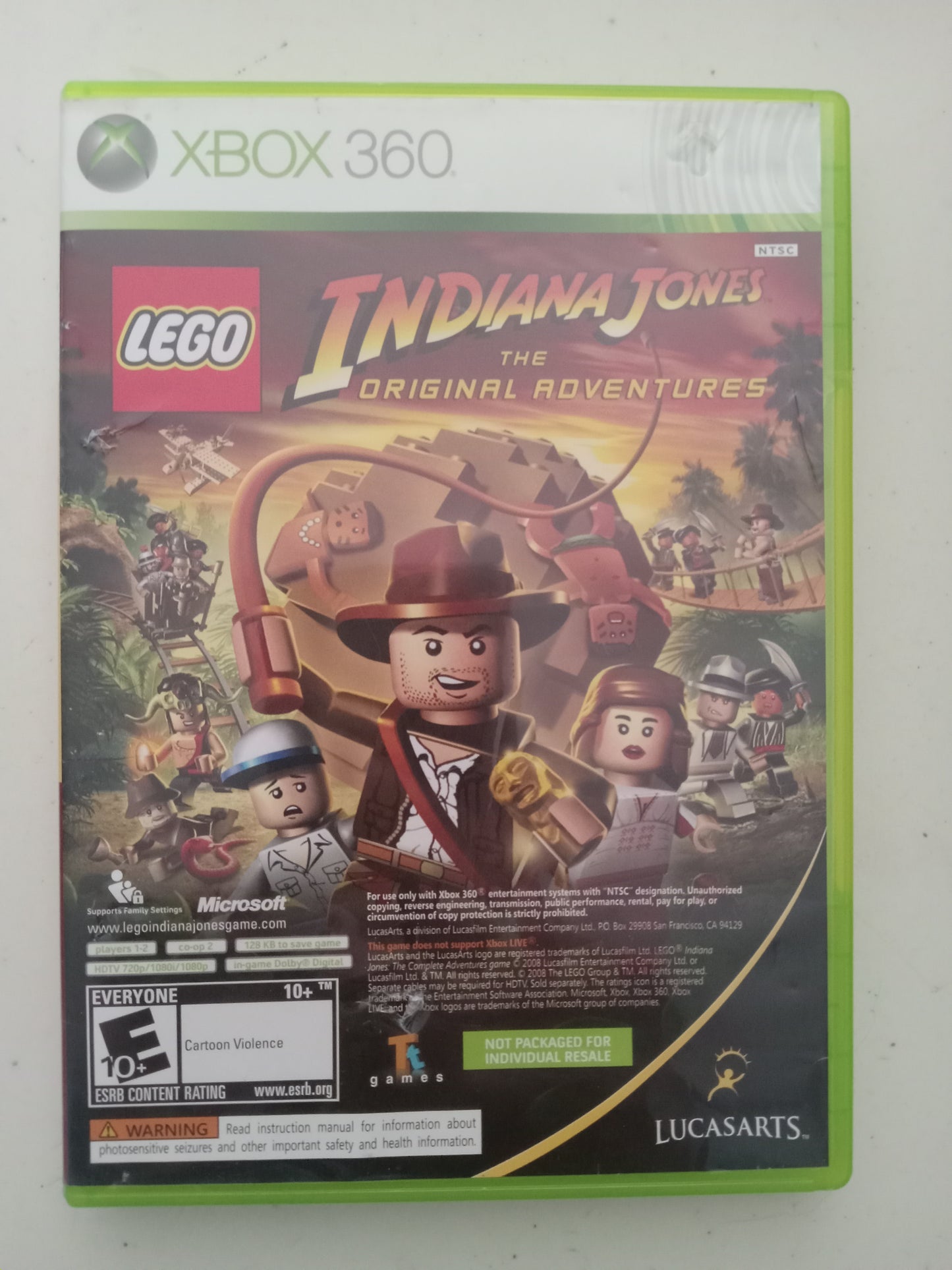 Lego Indiana Jones the Original Adventures & Kung Fu Panda, Xbox 360 Video Games (combo case), Rated E, USED