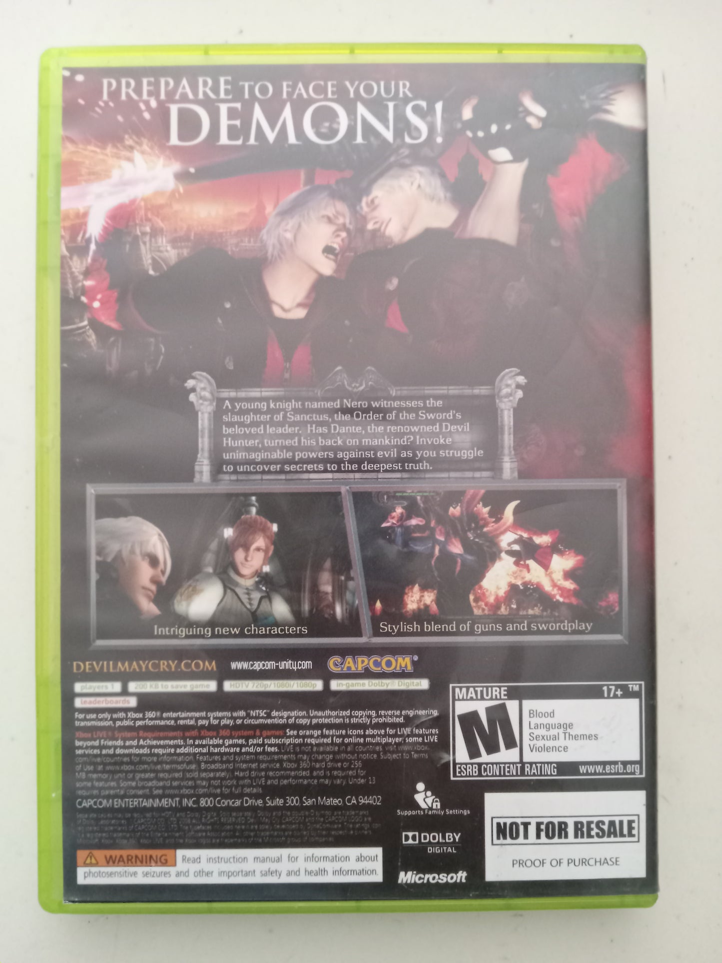 Devil May Cry 4, Xbox 360 Video Game, Rated M, USED