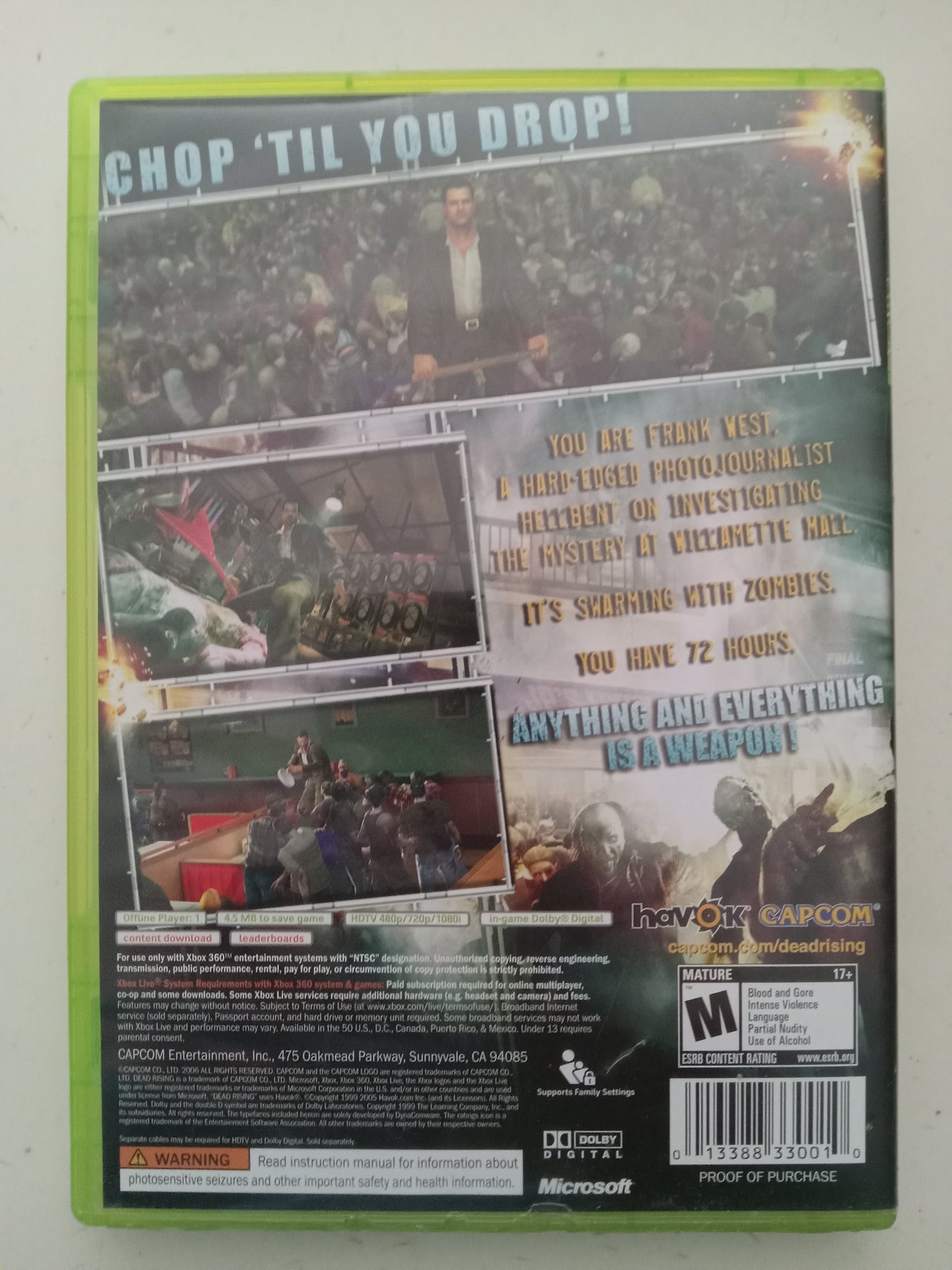 DeadRising Dead Rising, Xbox 360 Video Game, Rated M, USED