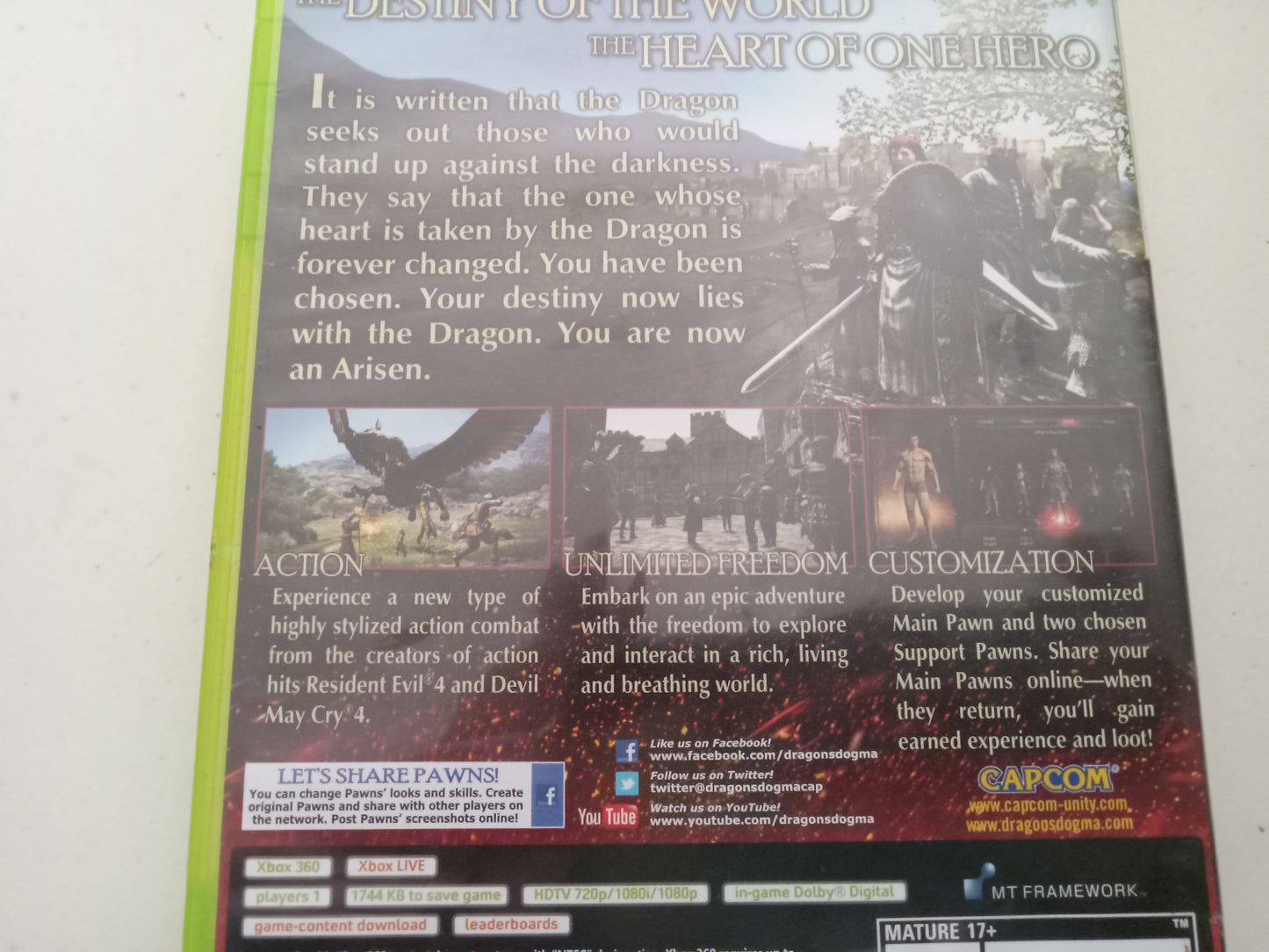 Dragons Dogma, Xbox 360 Video Game, Rated M, USED