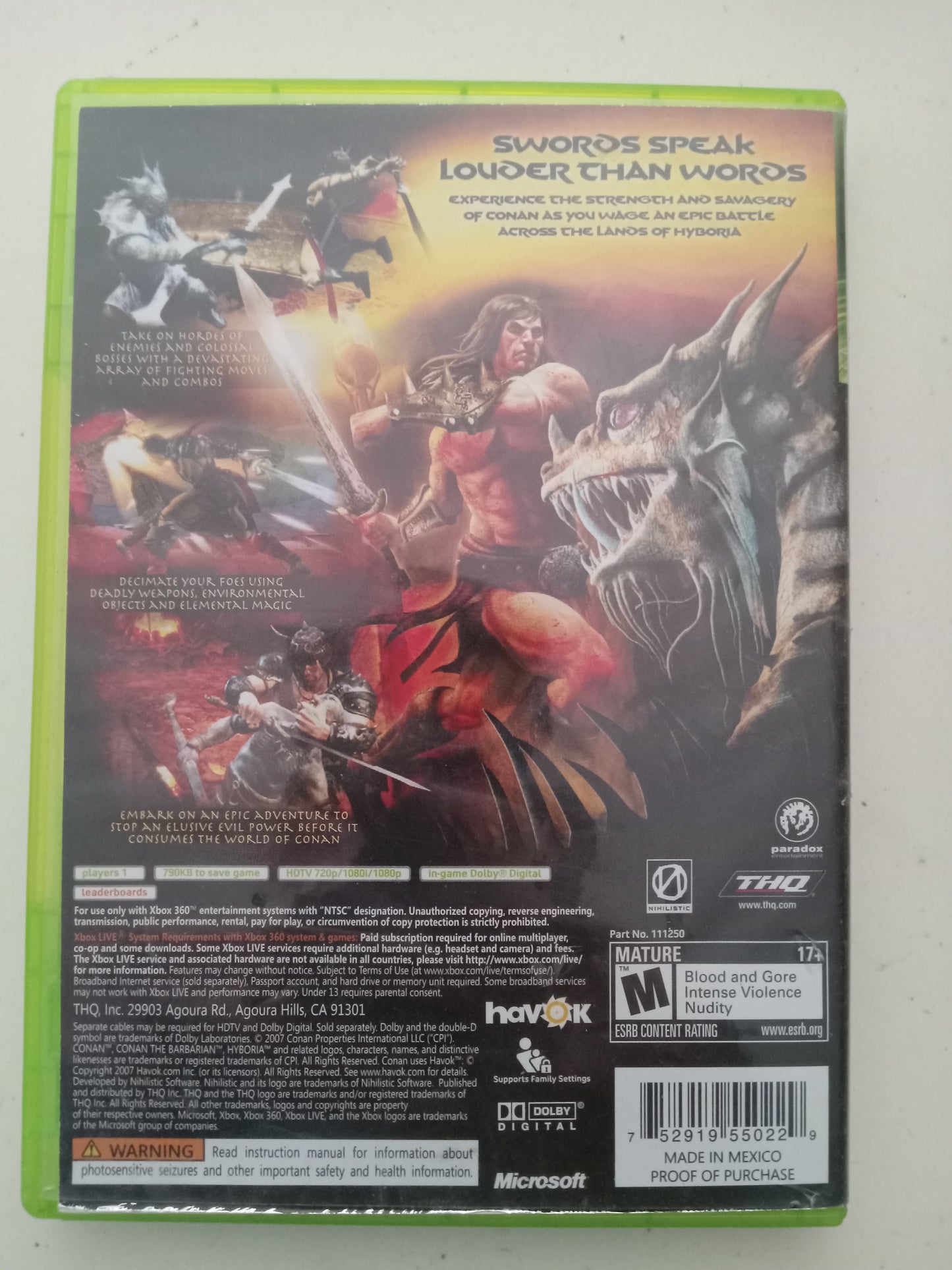 Conan, Xbox 360 Video Game, Rated M, USED