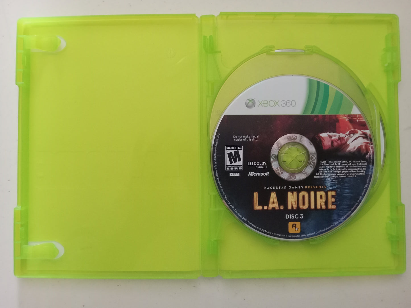 L.A. Noire, Xbox 360 Video Game (3 Discs), Rated M, USED