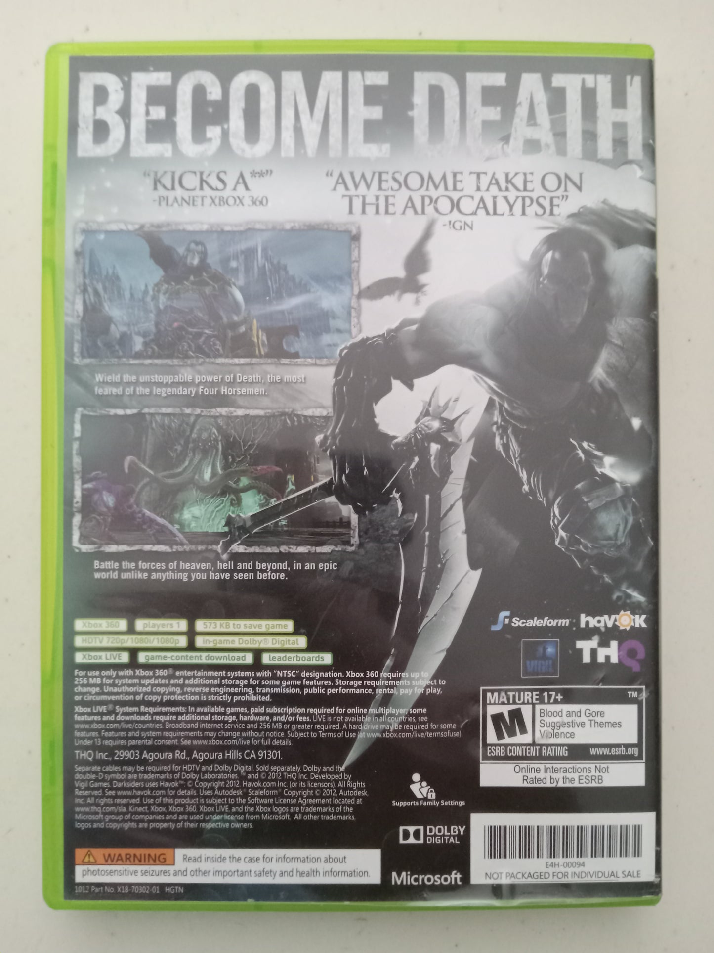 Darksiders Dark Siders II 2, Xbox 360 Video Game, Rated M, USED