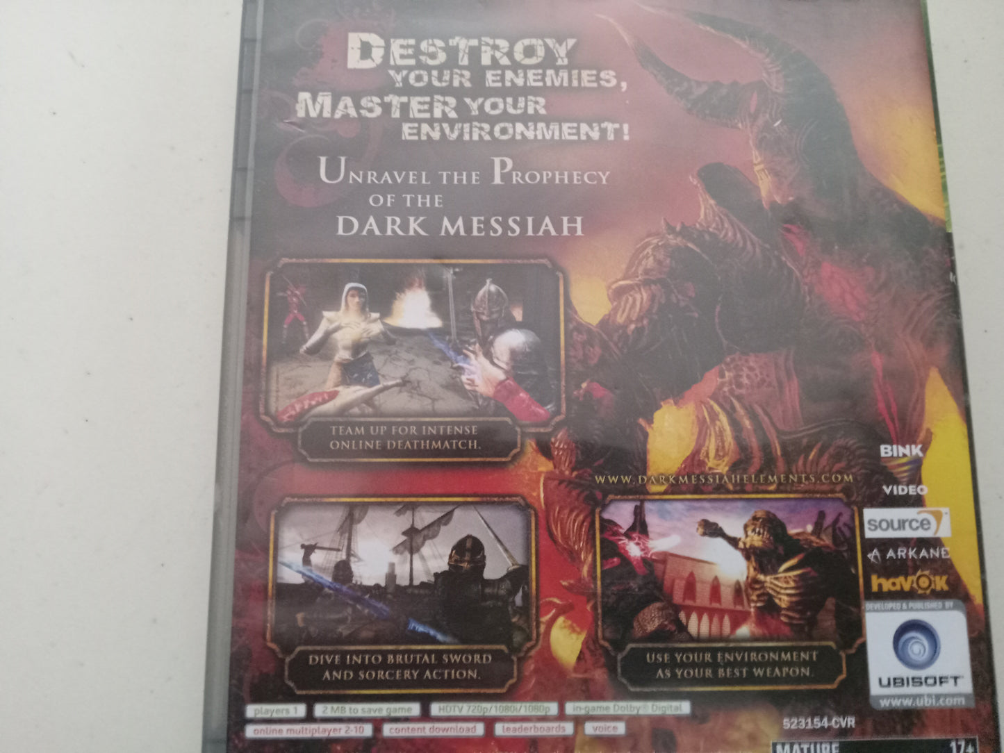 Dark Messiah, Might and Magic Elements, Xbox 360 Video Game, Rated M, USED
