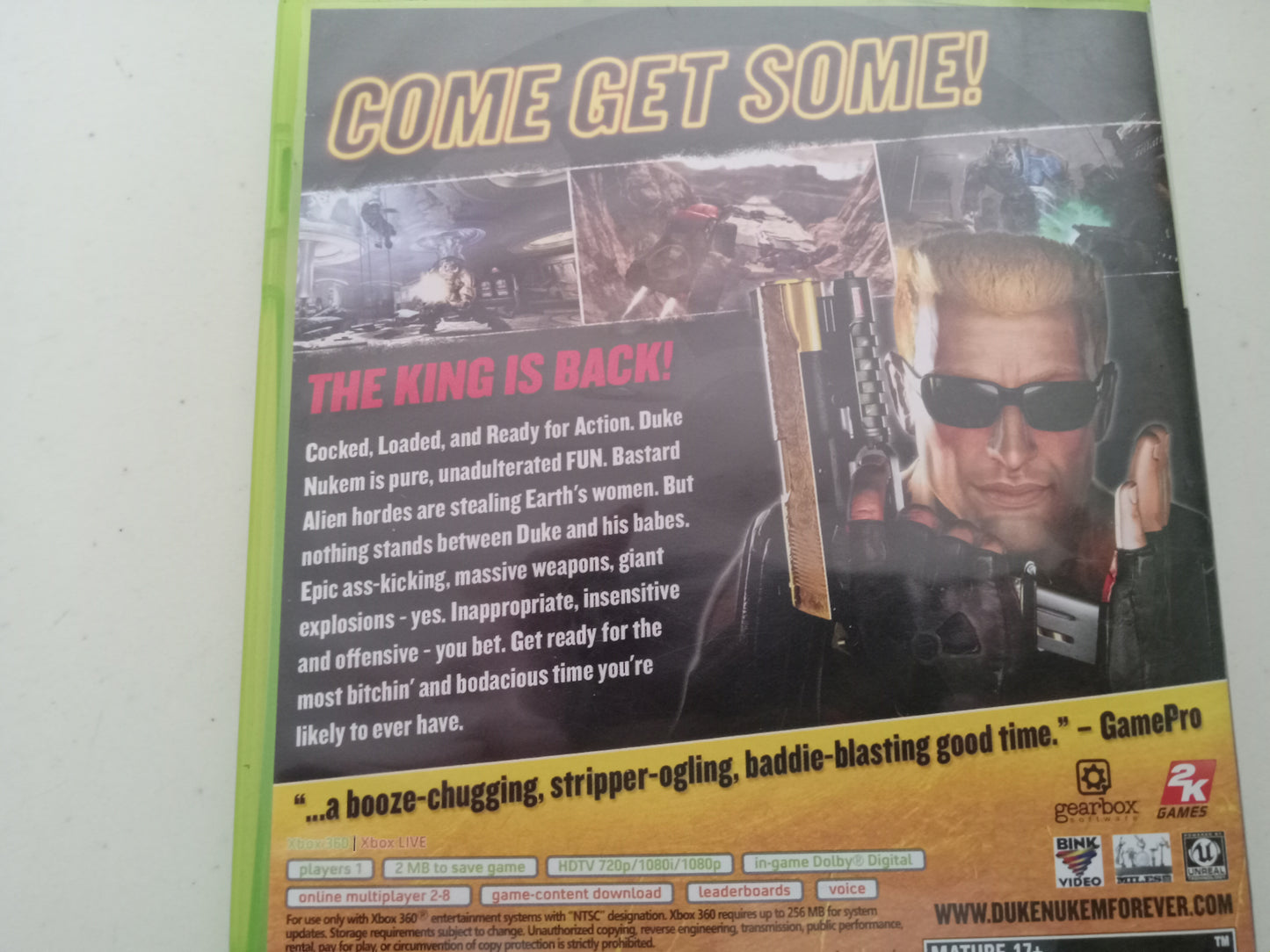 Duke Nukem Forever, Xbox 360 Video Game, Rated M, USED