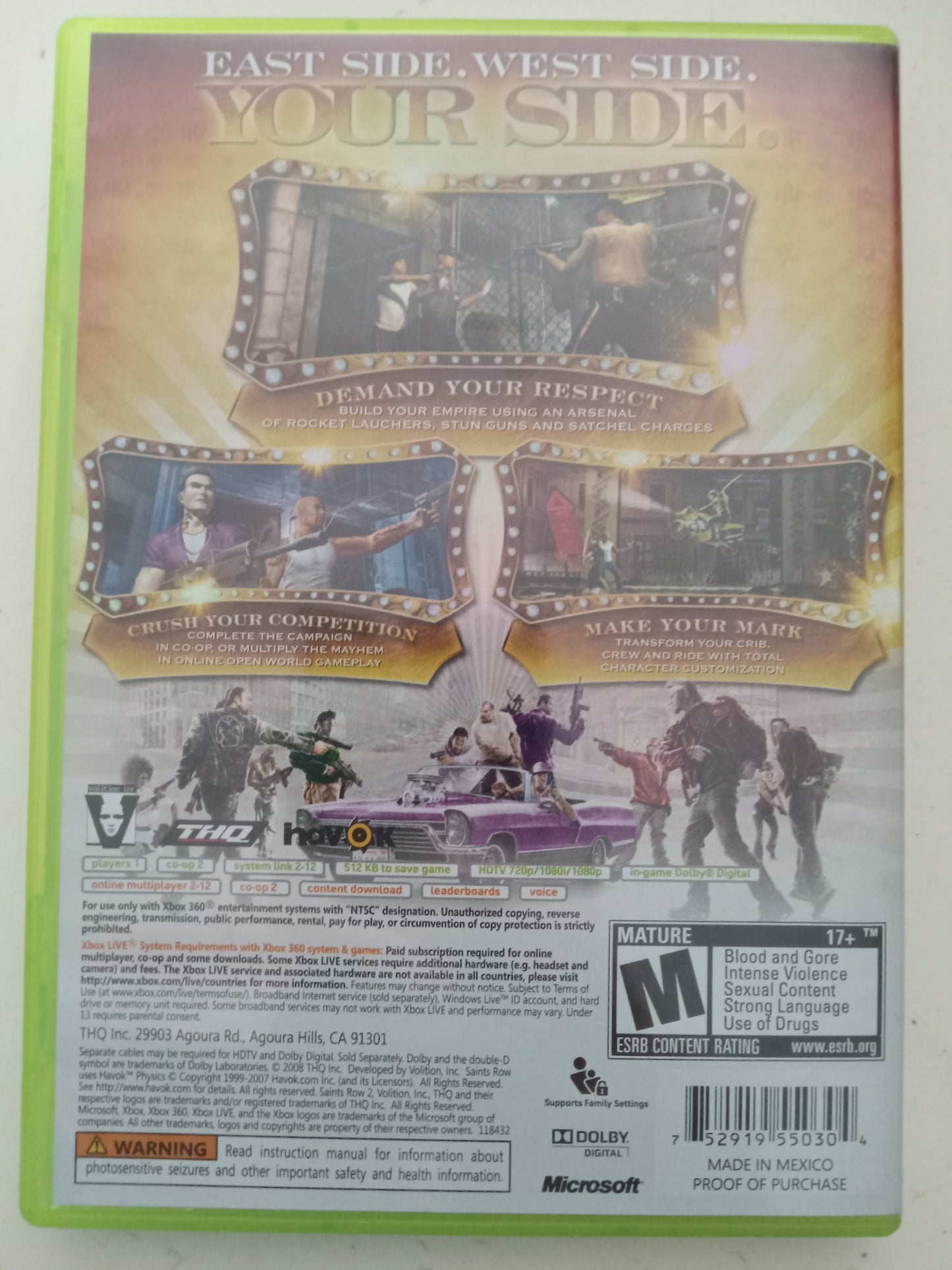 Saints Row 2, Xbox 360 Video Game, Rated M, USED