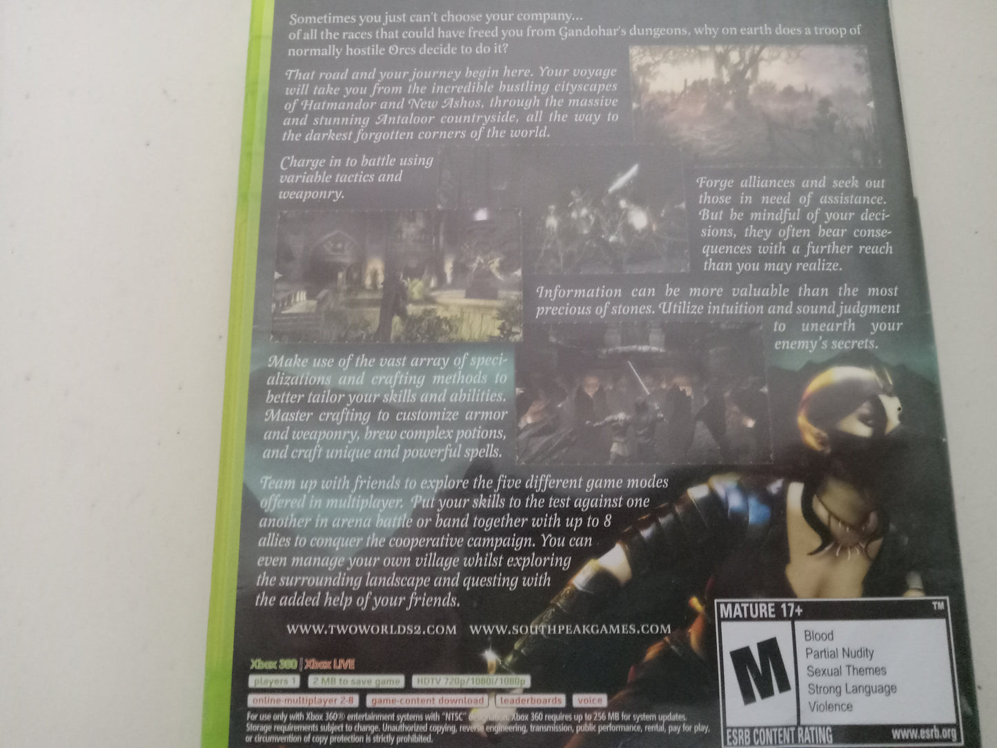 Two Worlds II 2, Xbox 360 Video Game, Rated M, USED