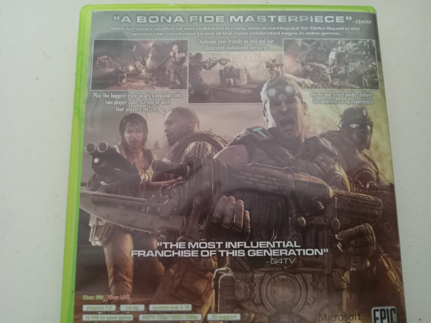 Gears of War 3, Xbox 360 Video Game, Rated M, USED