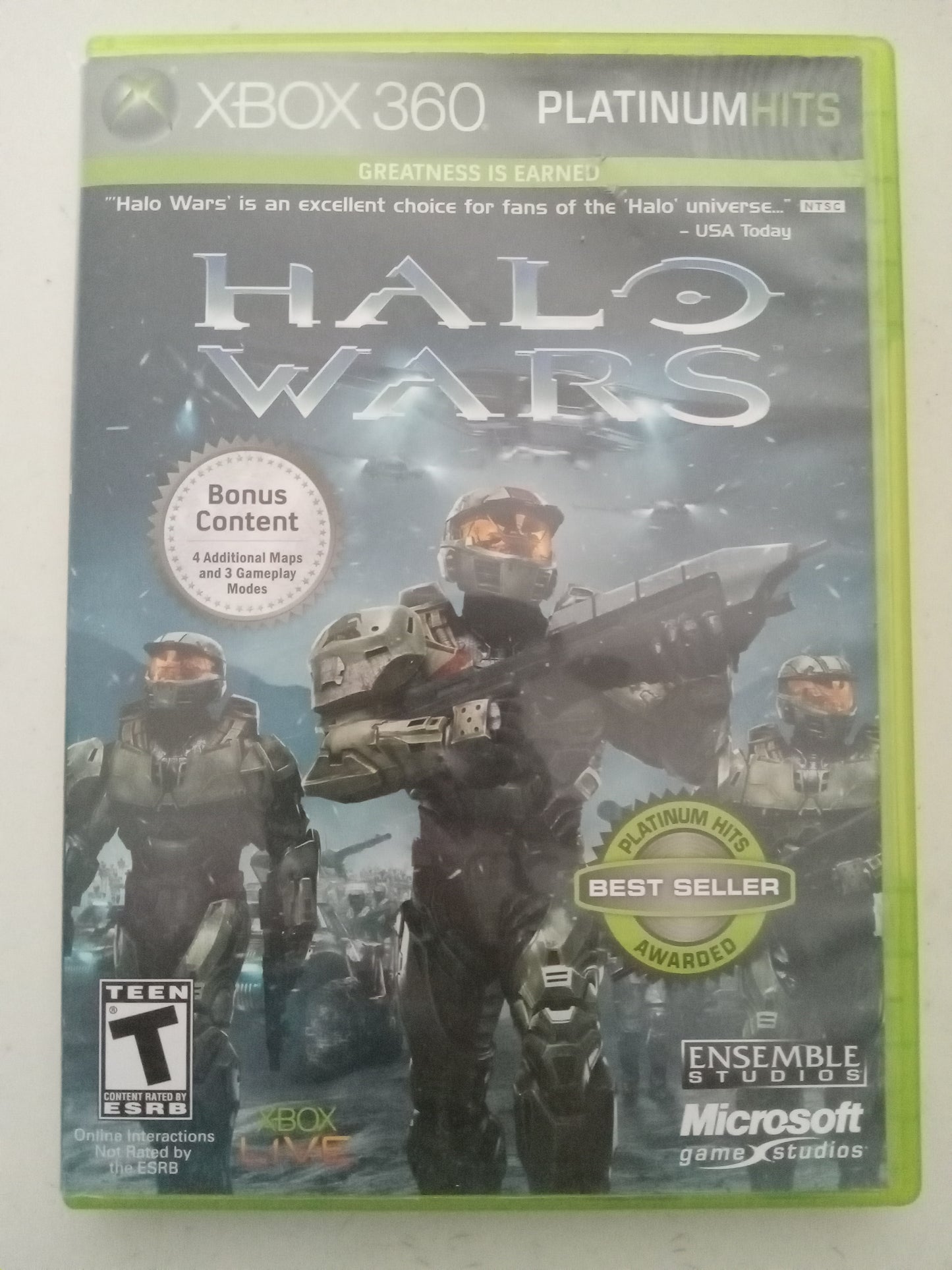 Halo Wars, Platinum Hits, Xbox 360 Video Game, Rated T, USED