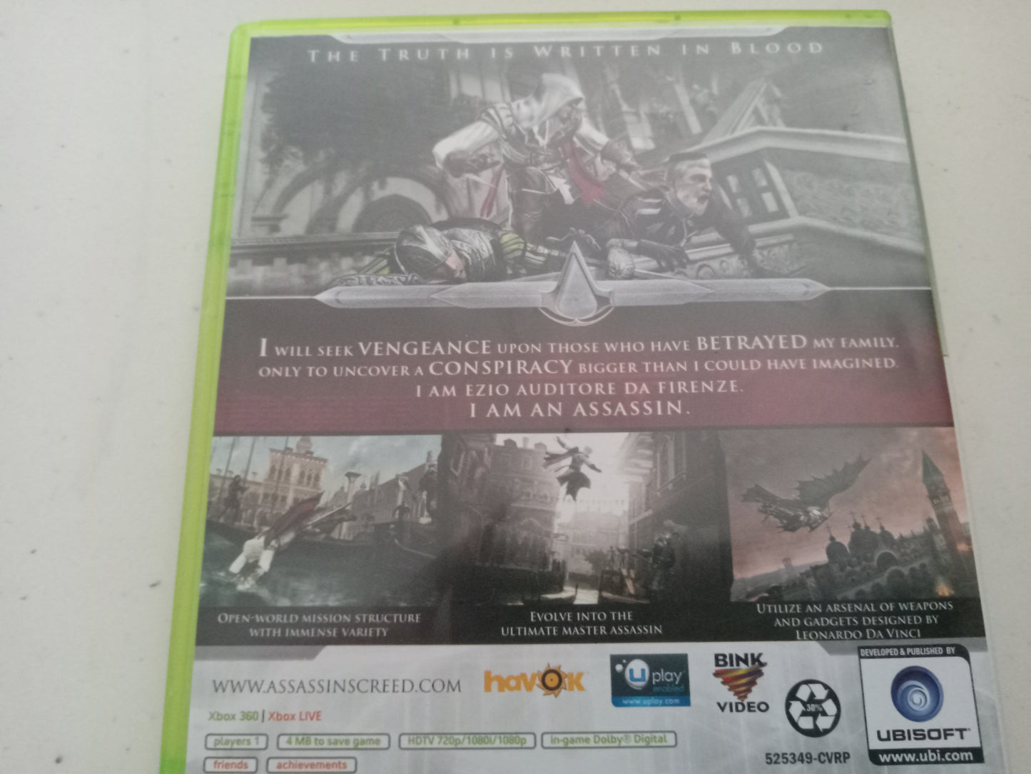 Assassin's Creed II 2, Xbox 360 Video Game, Rated M, USED