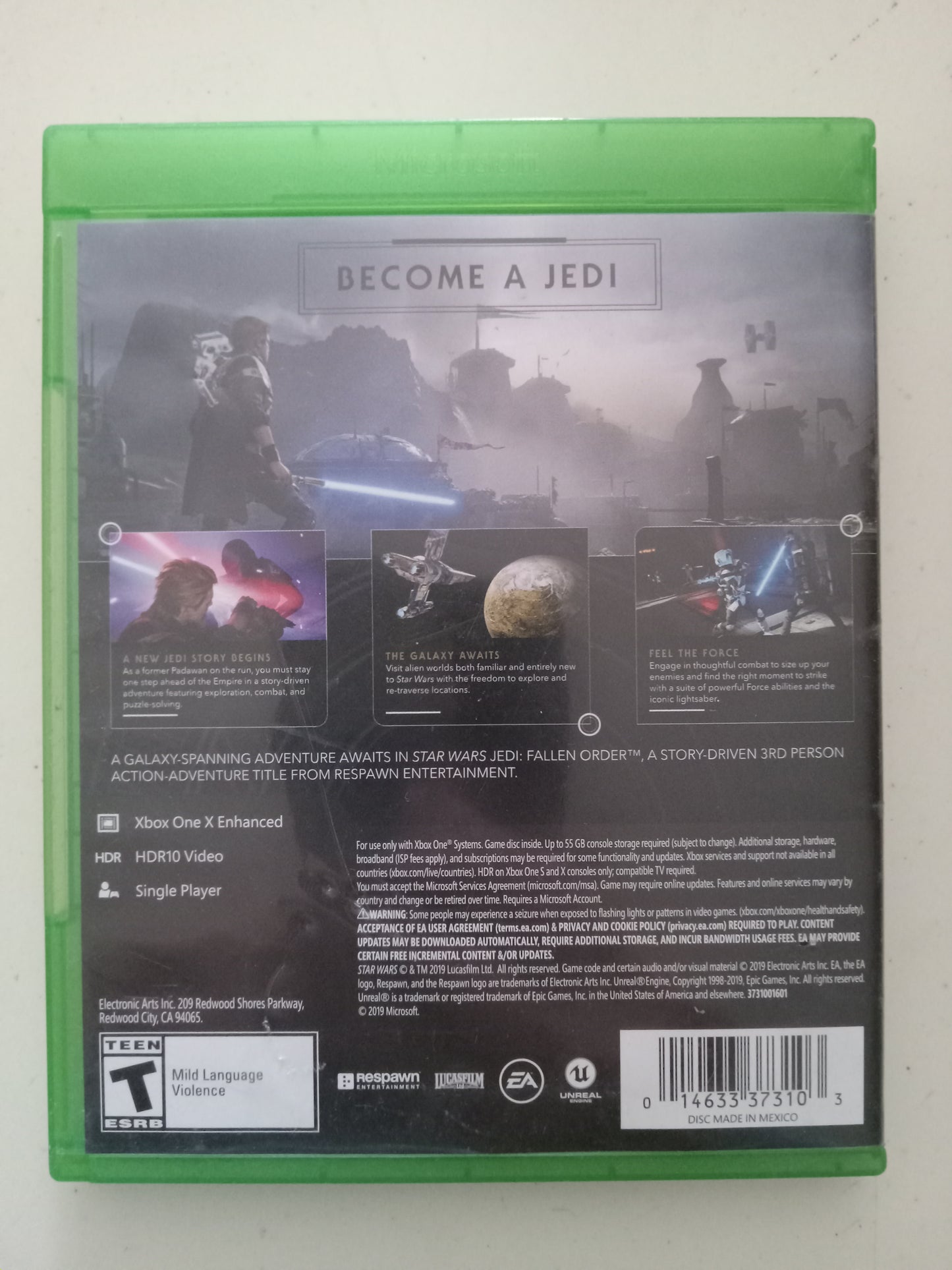 Star Wars Jedi Fallen Order, Xbox One Video Game, Rated T, USED