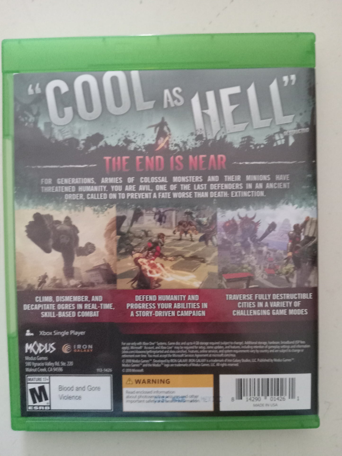 Extinction, Xbox One Video Game, Rated M, USED