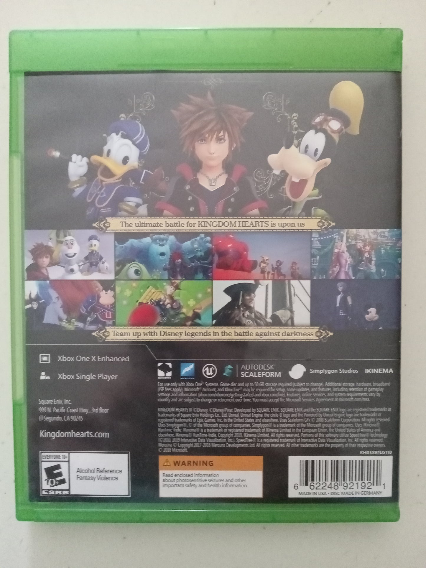 Kingdom Hearts III 3, Xbox One Video Game, Rated E, USED