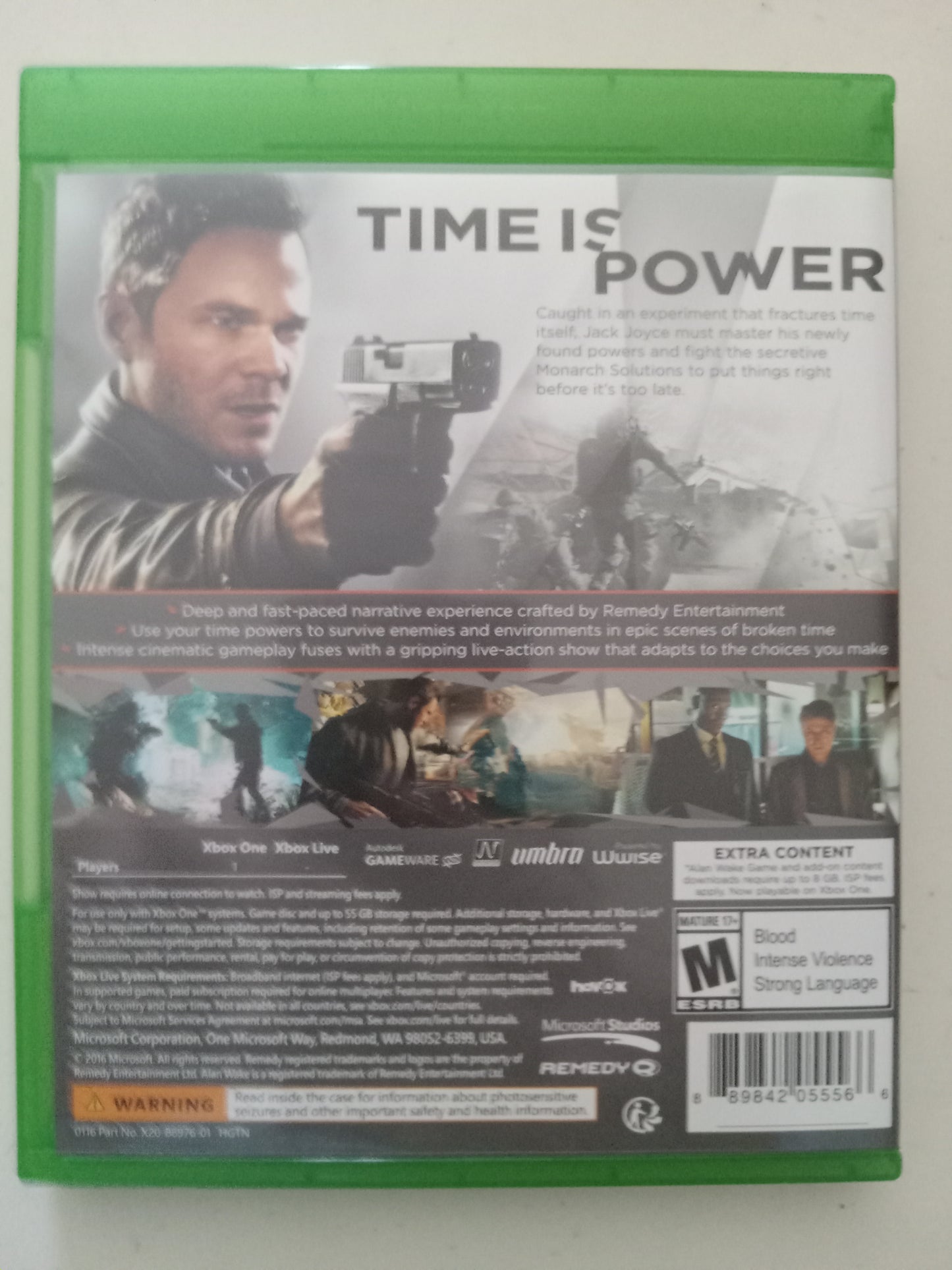 Quantum Break, Xbox One Video Game, Rated M, USED