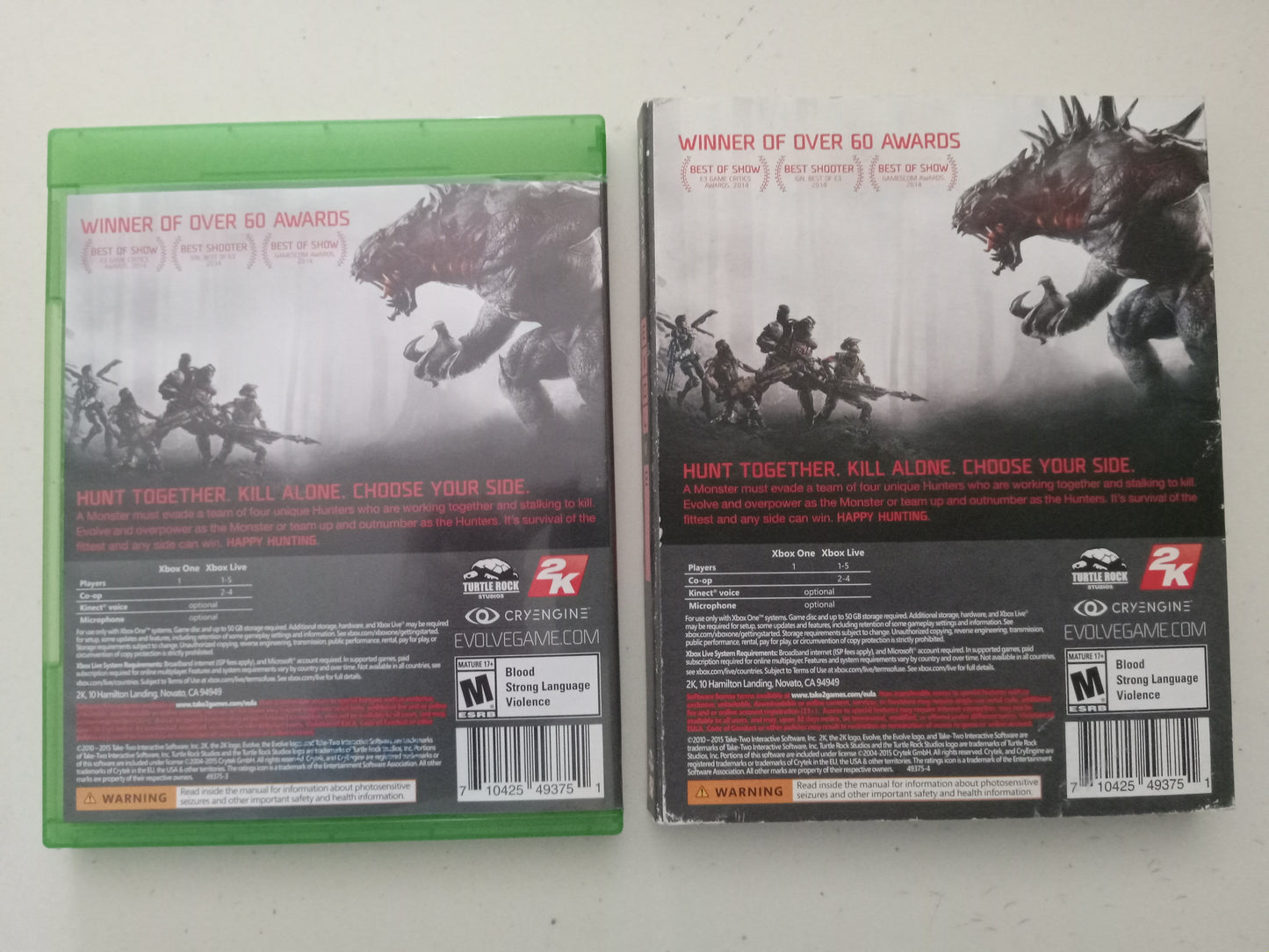 Evolve, Xbox One Video Game, Rated M, USED