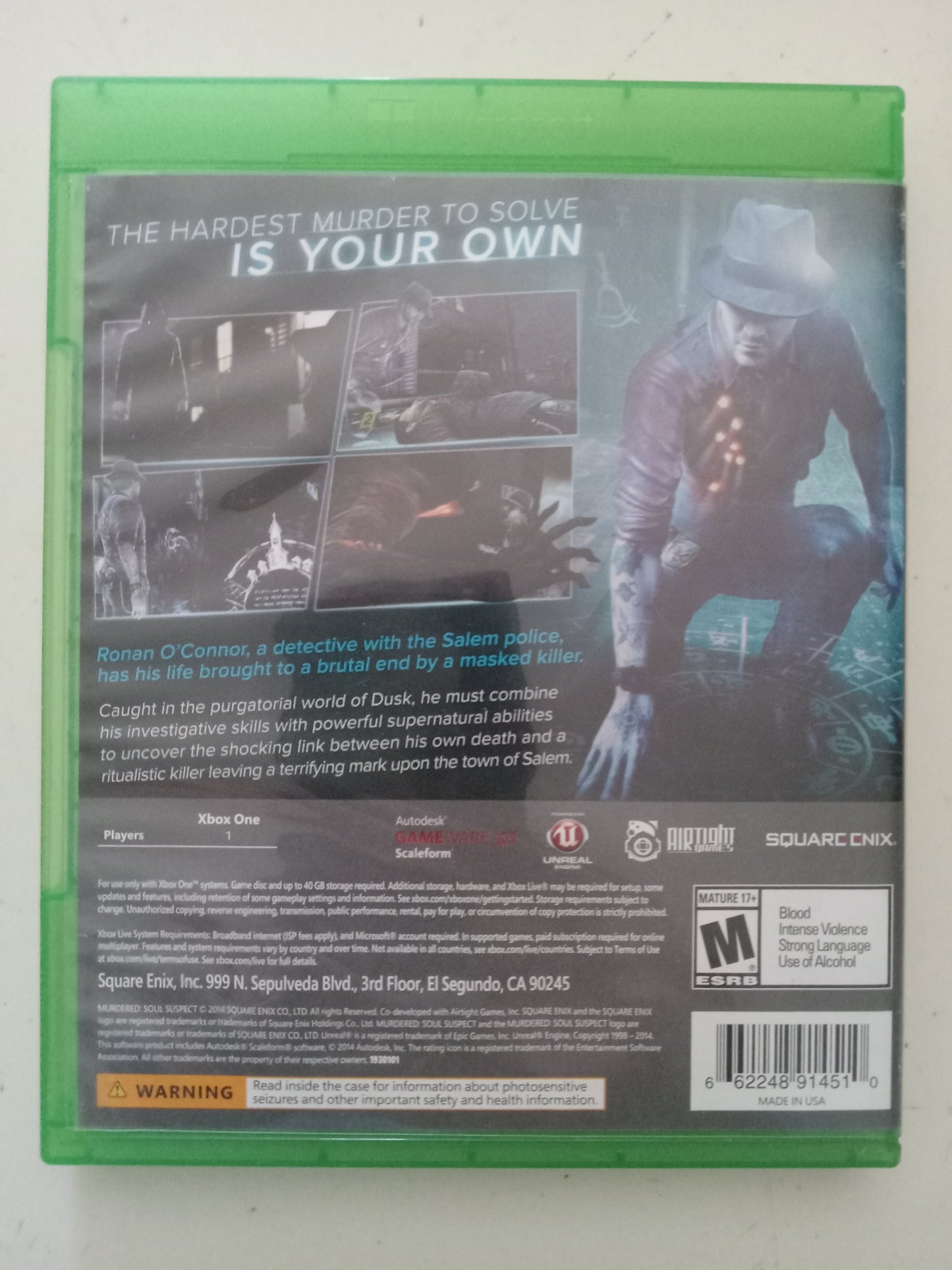 Murdered, Soul Suspect, Xbox One Video Game, Rated M, USED