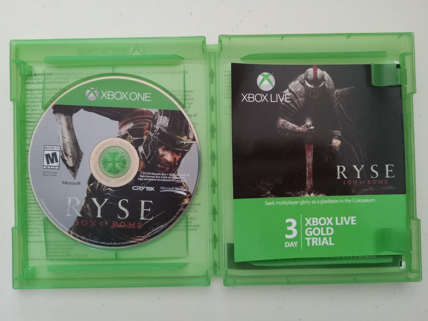 Ryse, Son of Rome, Xbox One Video Game, Rated M, USED