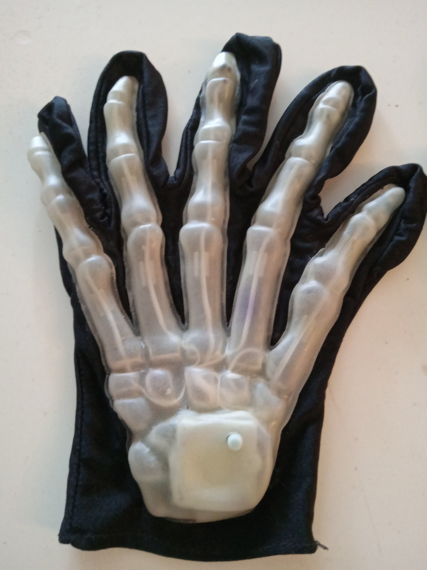 Skeleton Hands Gloves LED light up Illuminated Boney Finders Halloween Costume Accessory USED