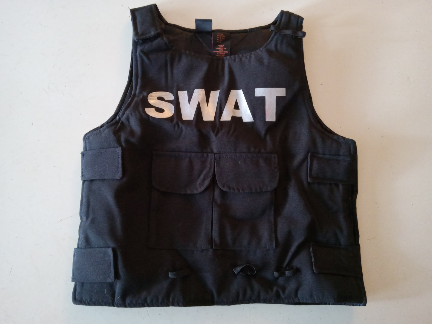 SWAT Police Uniform Jumpsuit Armor Vest Helmet Cosplay Child's Halloween Costume USED