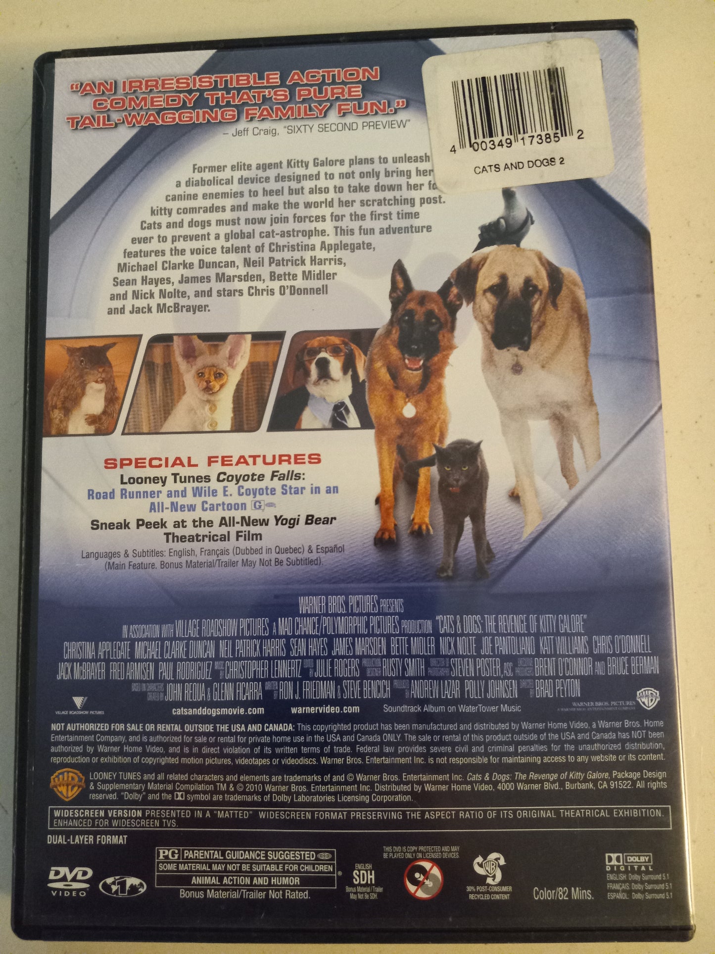 Cats And Dogs The Revenge Of The Kitty Galore, DVD Movie, Widescreen, Rated PG, USED