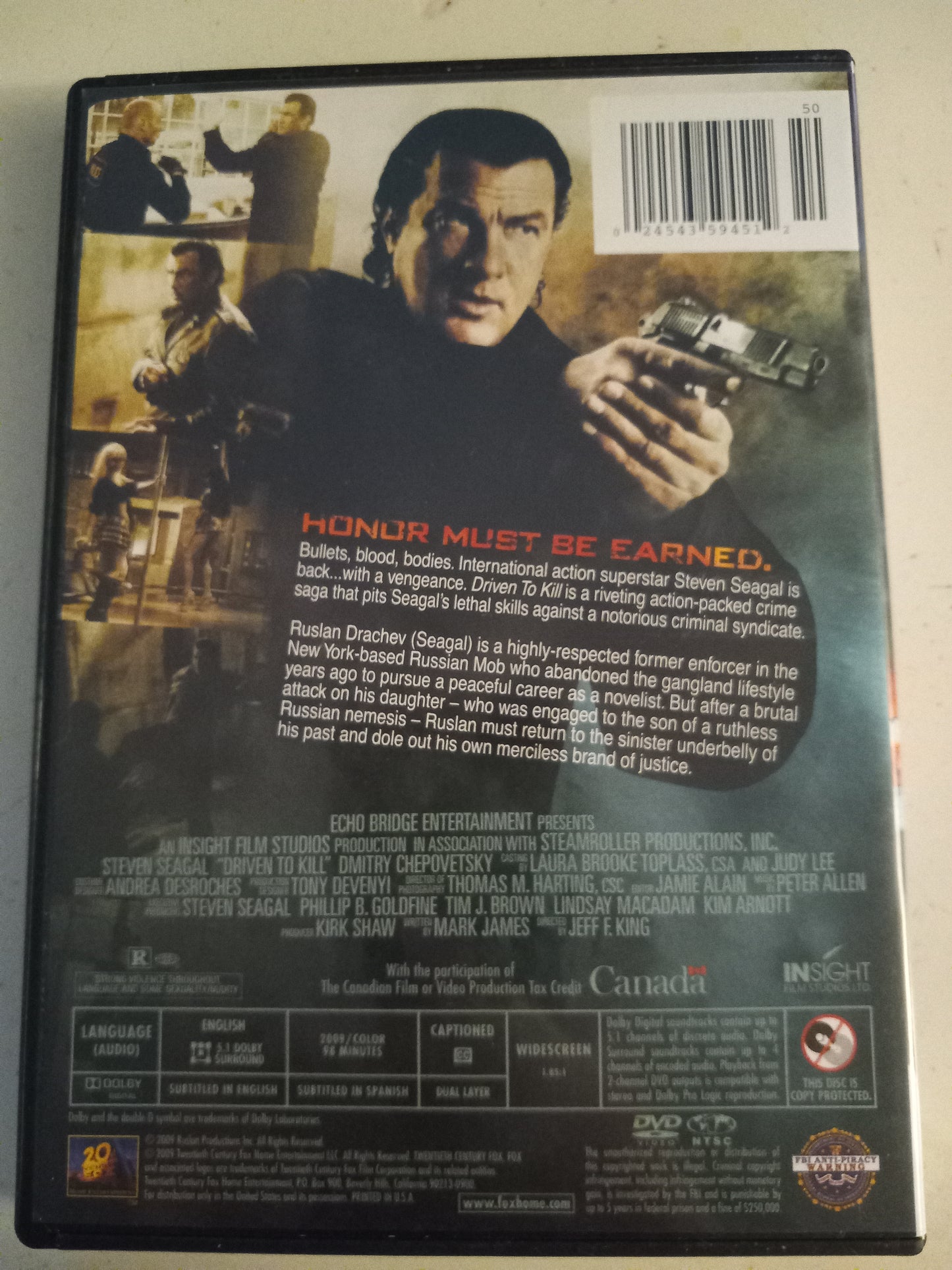 Driven to Kill, DVD Movie, Widescreen, Rated R, Rare USED.