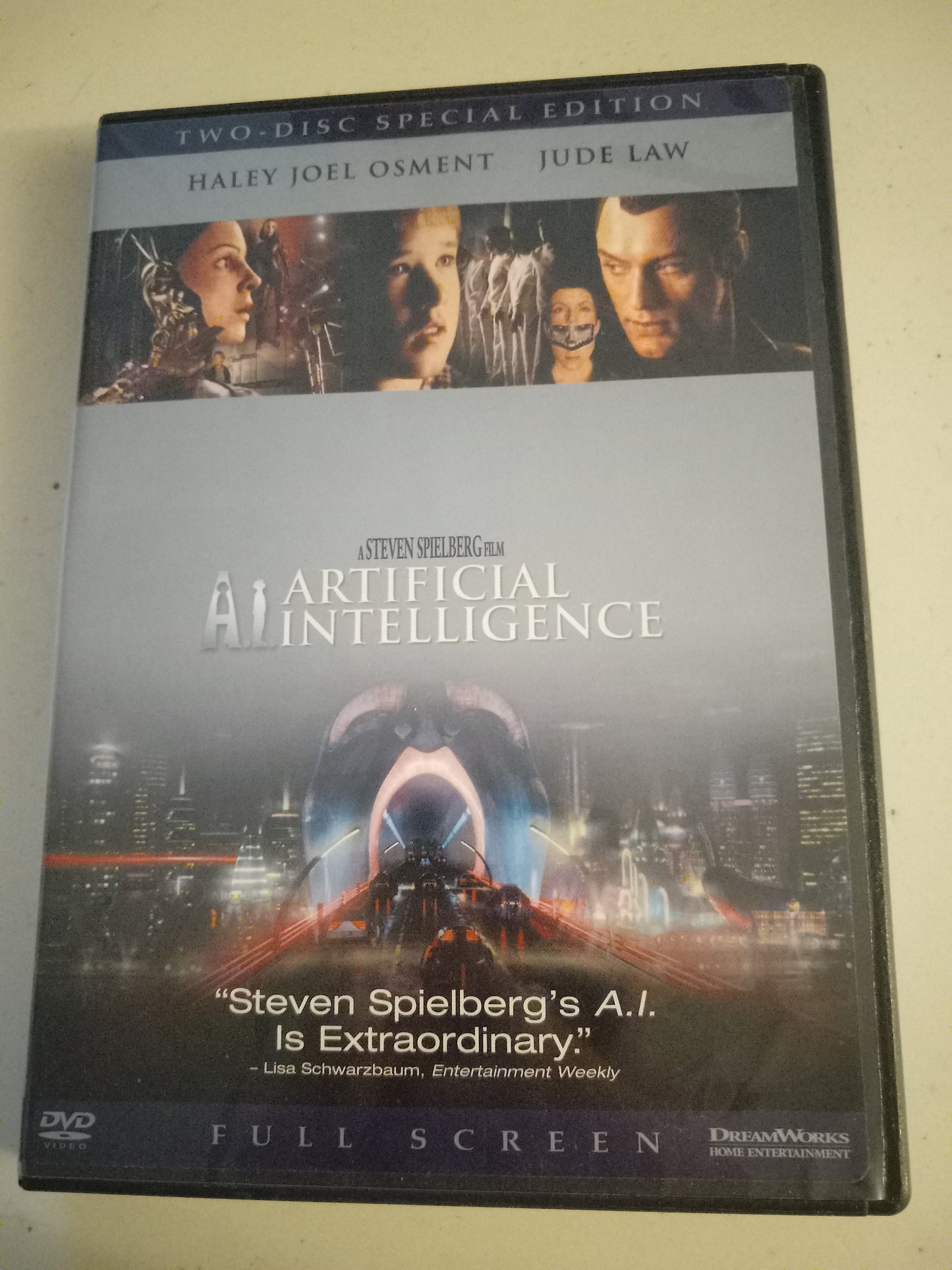 A.I Artificial Intelligence, DVD Movie, 2 Disc Special Edition Fullscreen, Rated PG-13, USED.