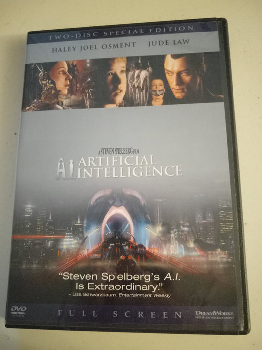 A.I Artificial Intelligence, DVD Movie, 2 Disc Special Edition Fullscreen, Rated PG-13, USED.