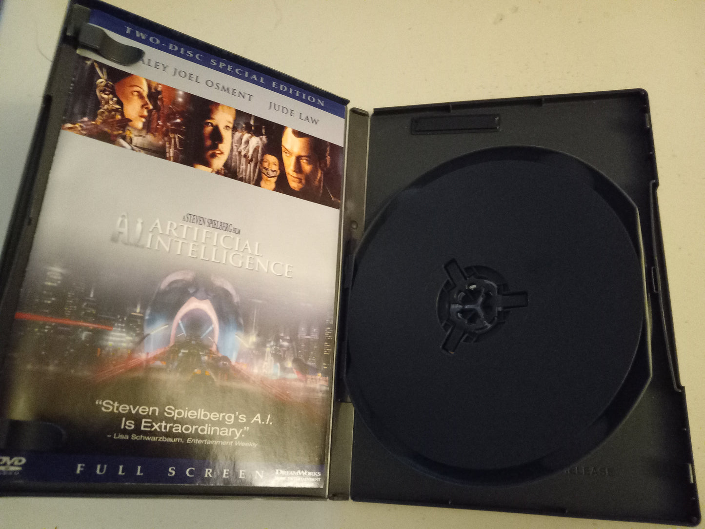 A.I Artificial Intelligence, DVD Movie, 2 Disc Special Edition Fullscreen, Rated PG-13, USED.