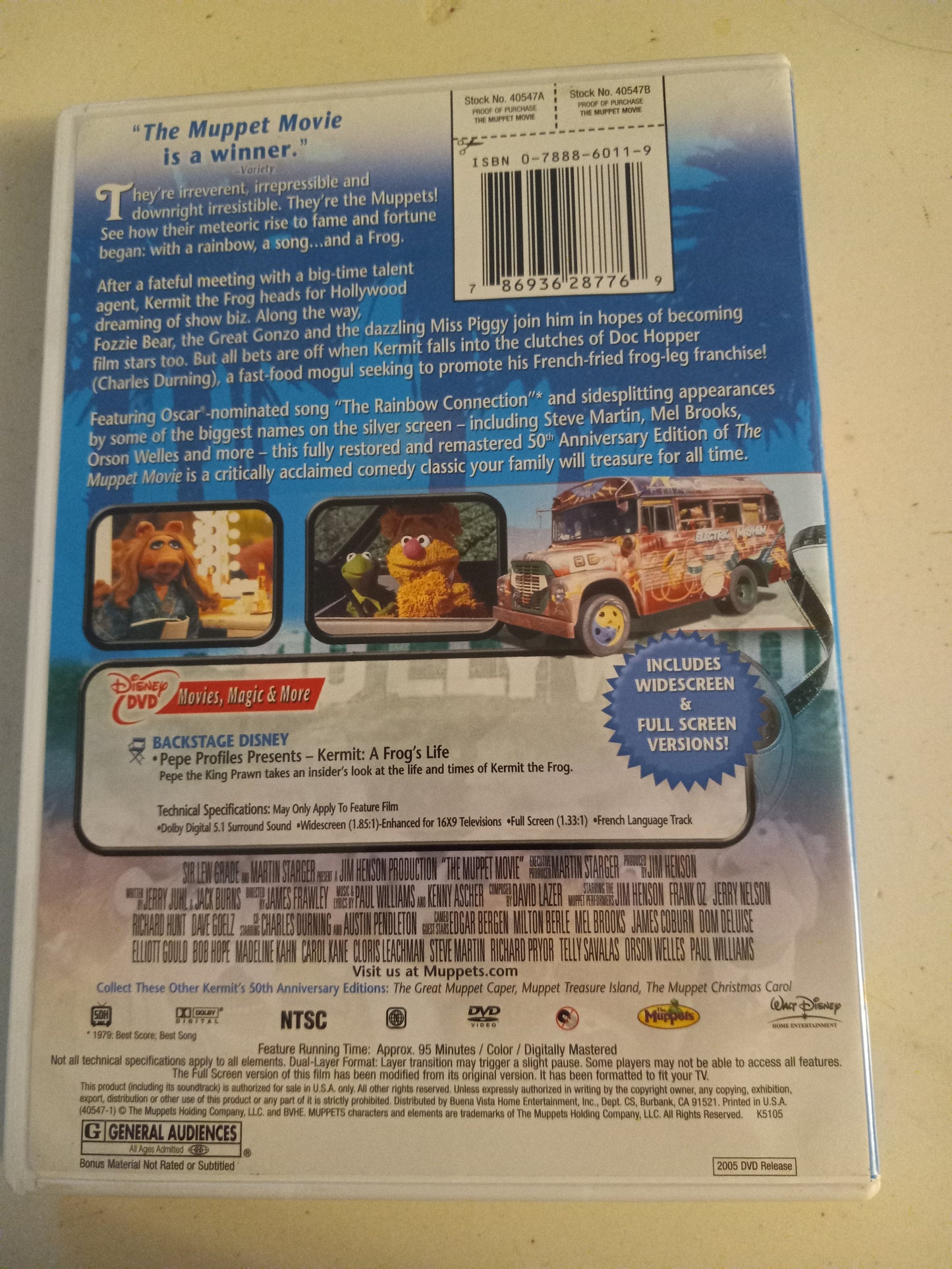 The Muppet Movie, DVD Movie, Anniversary Edition, Widescreen, Rated G, USED