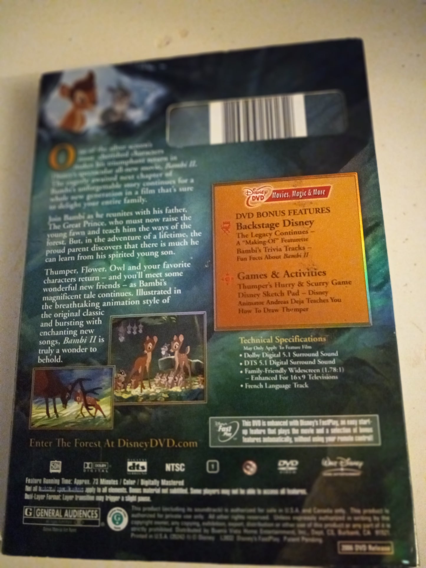 Bambi II 2, Animated Disney DVD Movie, Rated G, Widescreen, NEW/USED