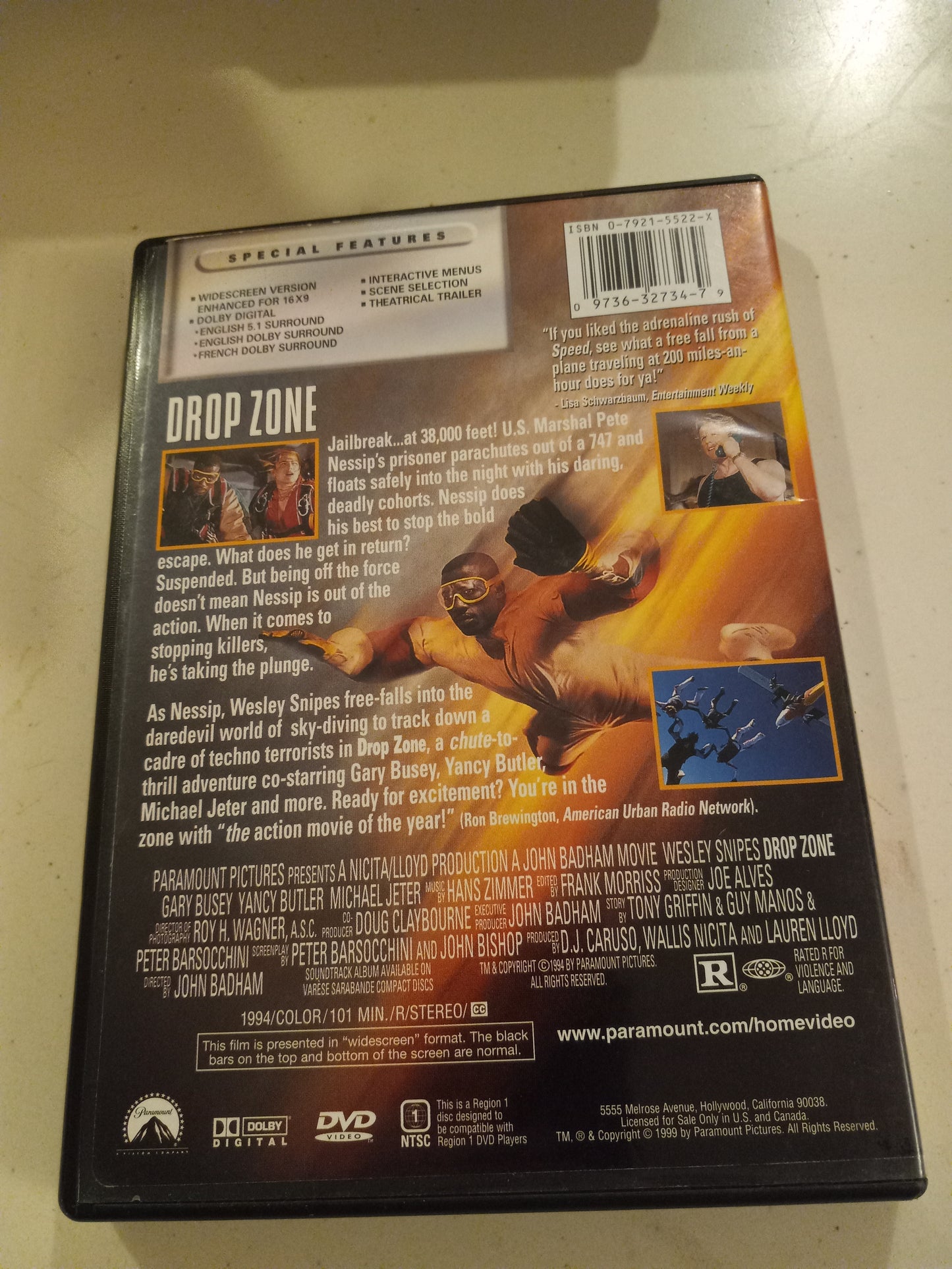 Drop Zone, DVD Movie, Widescreen, Rated R, Rare USED