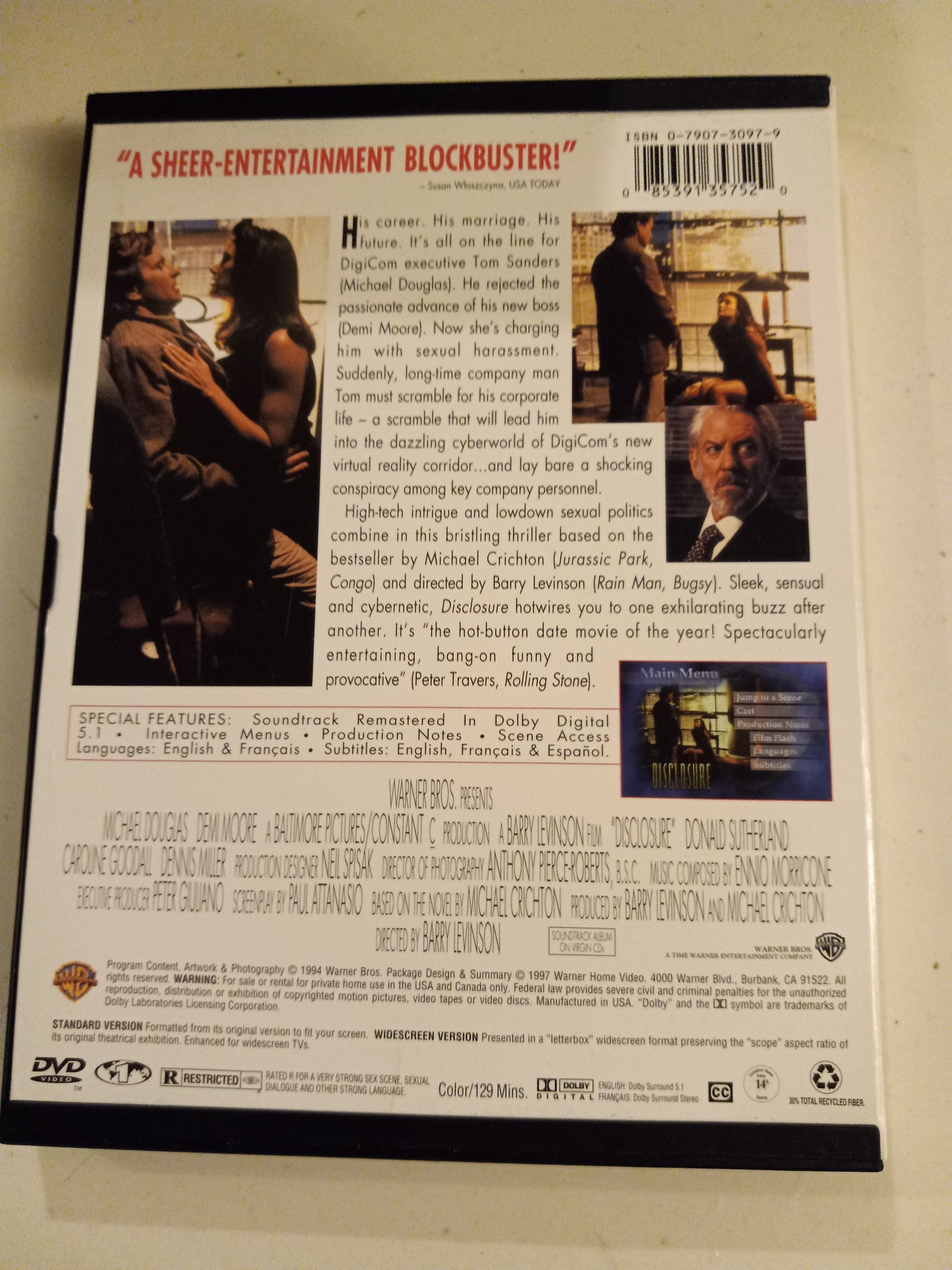 Disclosure, DVD Movie, Widescreen, Rated R, USED